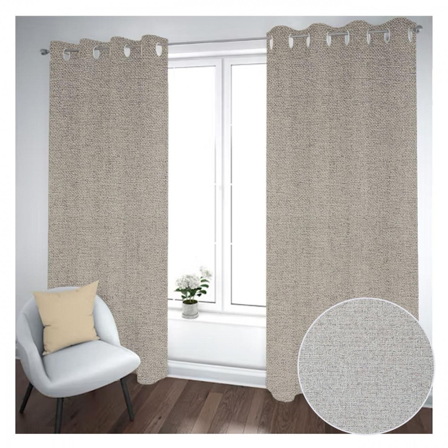 Cortina Black Out 2 Paños Decorativa Crema liso N°29 (140X230)-1