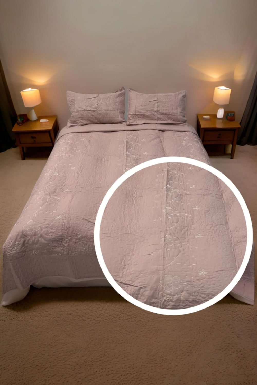 Cubrecama Quilt Verano Flores Bordadas King ROSA-1