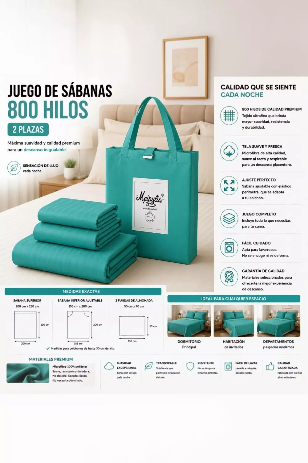 Juego de Sabanas MP 800 Hilos 2 Plazas-2
