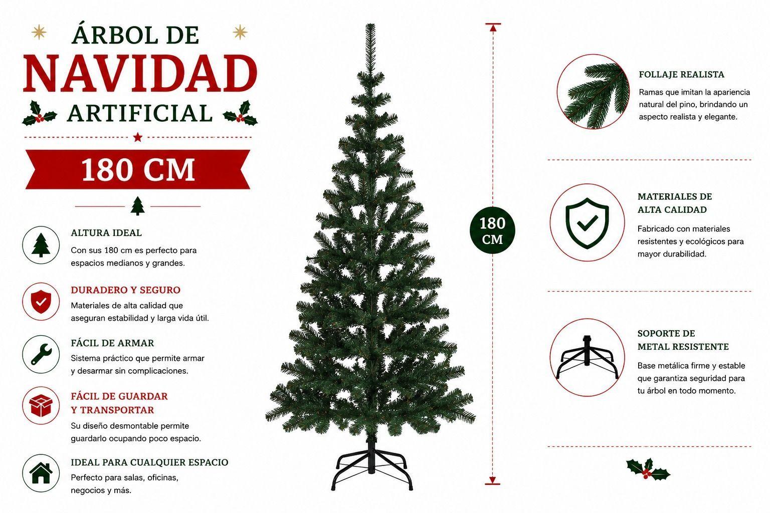 ARBOL DE NAVIDAD PINO ARTIFICIAL 180CM SDS17-2