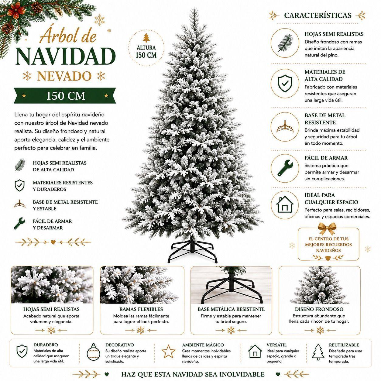 ARBOL DE PINO REALISTA NEVADO 150CM SDS55-1