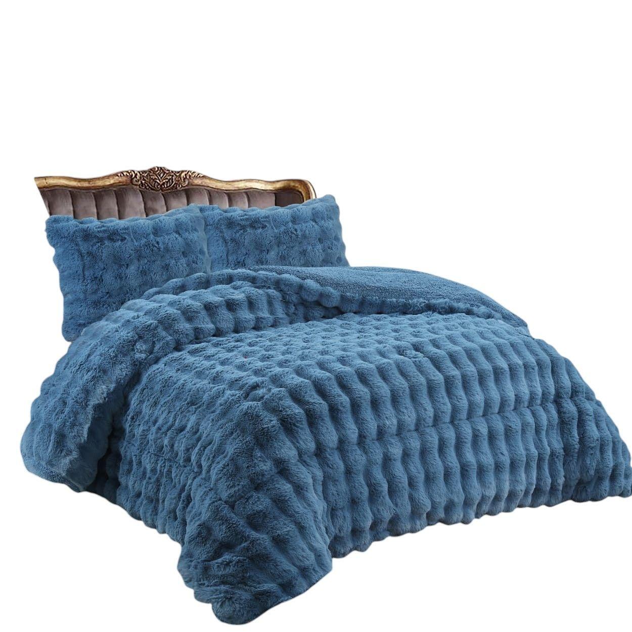 cubrecama piel de oveja 2 plazas + 2 fundas excelente calidad  -0