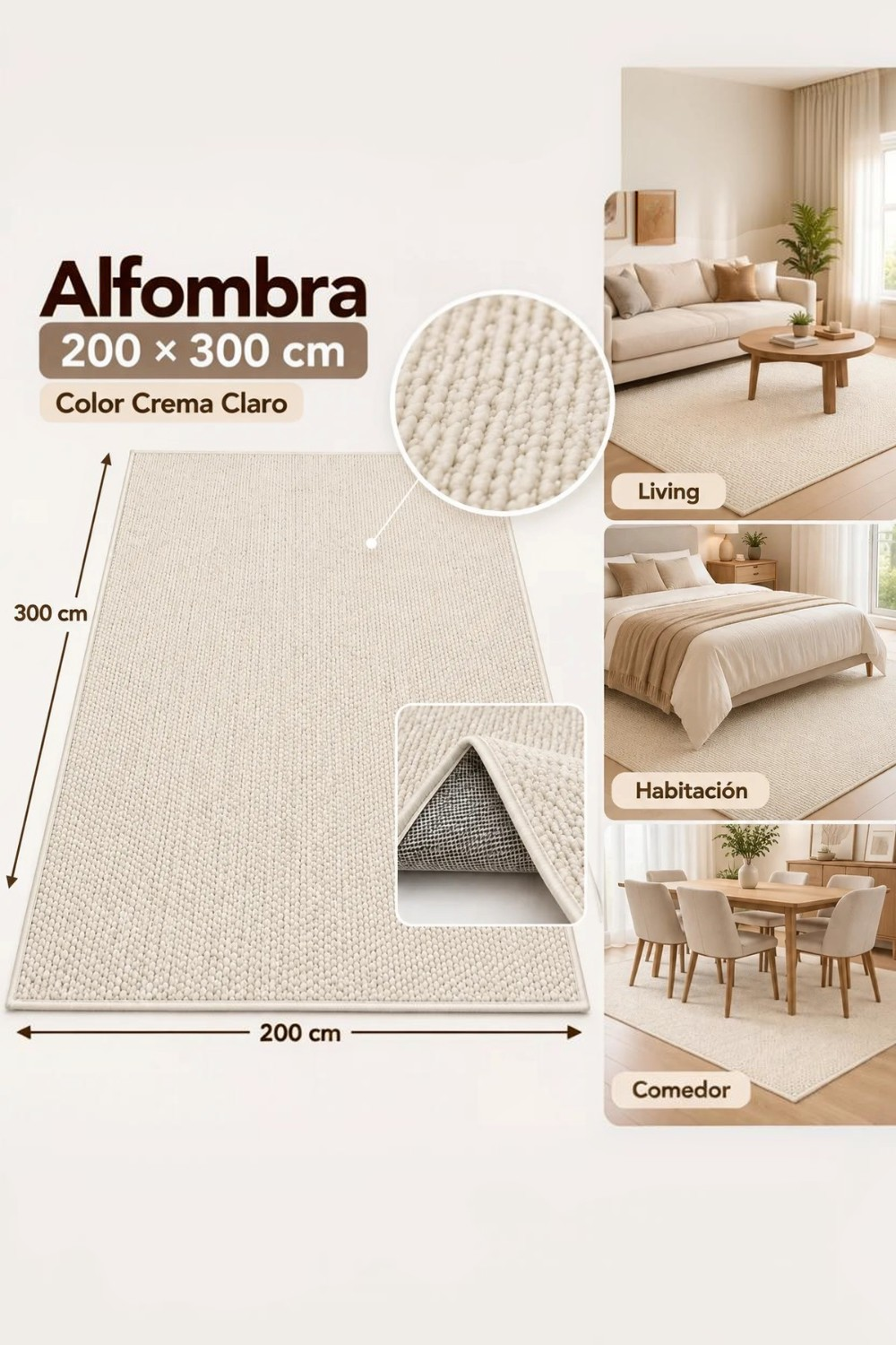 Alfombra Sisal 200 X300 Cm Color Crema-2