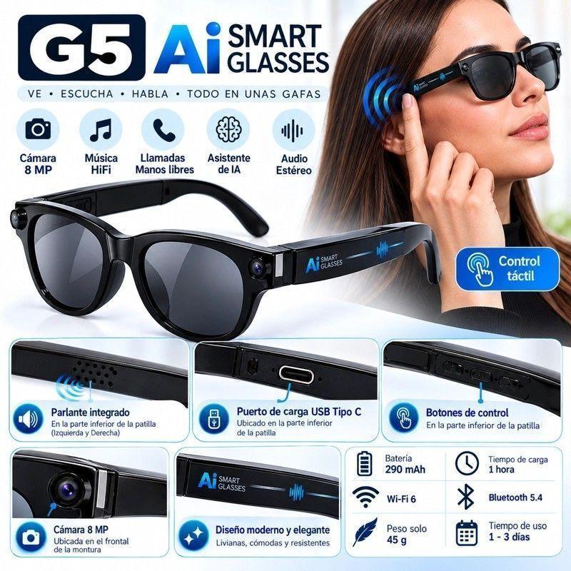 GAFAS INTELIGENTES G5 CON CAMARA 8MP VIDEO E INTELIGENCIA ARTIFICIAL-2