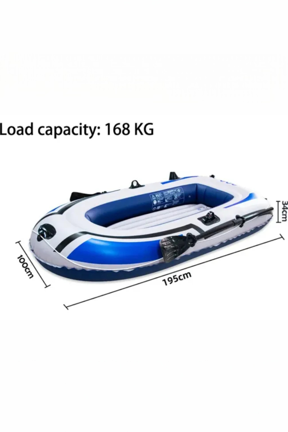 BOTE INFLABLE PARA 2 PERSONAS CAPACIDAD 168KG 195X100CM-2