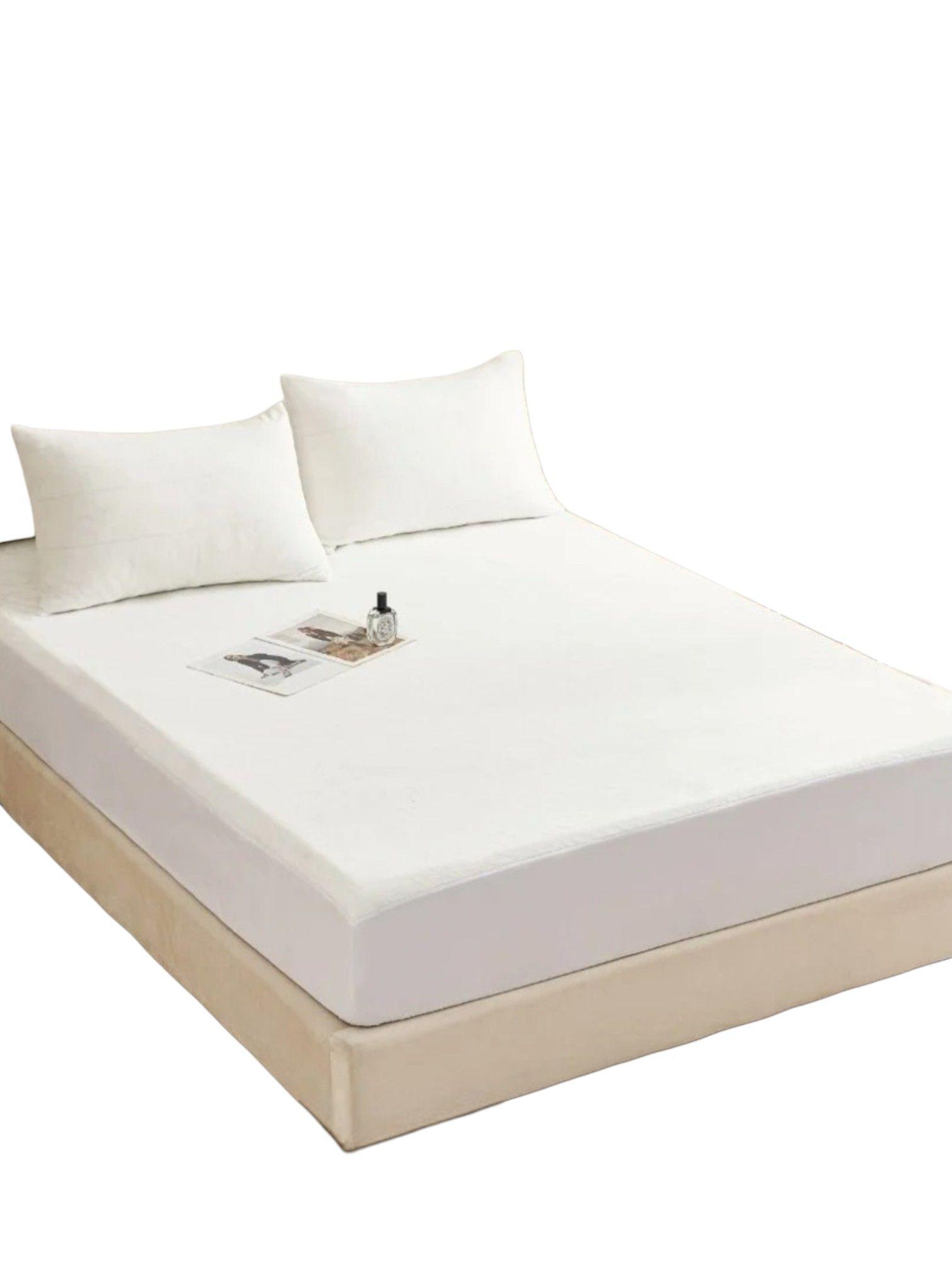 CUBRECOCLCHON PLUSH IMPERMEABLE 2 PLAZAS COLOR BLANCO-1