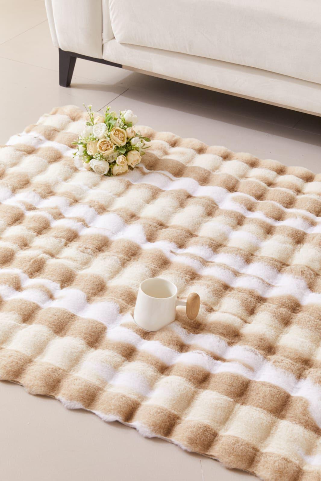 ALFOMBRA IMITACION PIEL DE CONEJO 120X180CM BEIGE-1