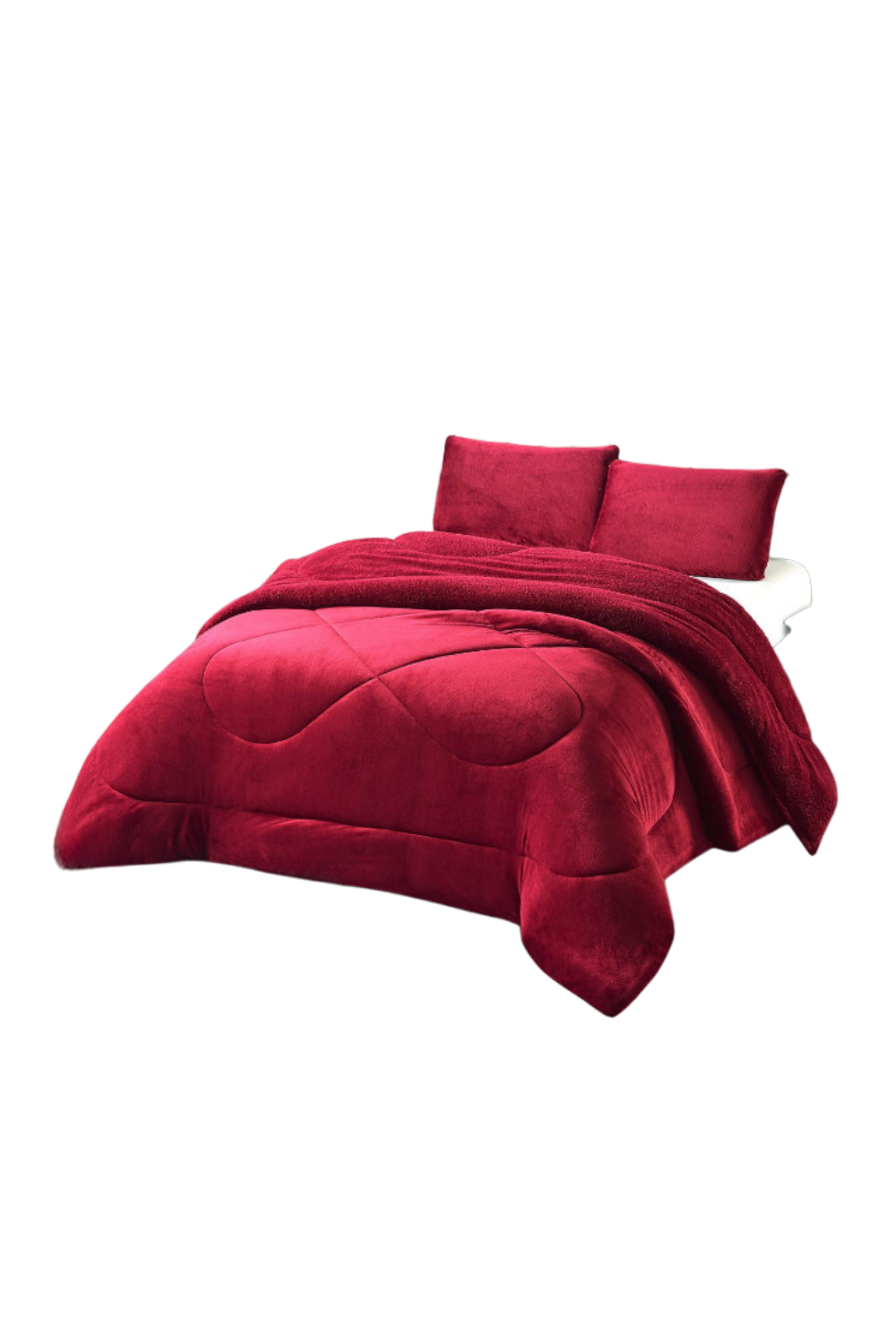 COBERTOR DE INVIERNO PLUSH LISO 2 PLAZAS ROJO-0