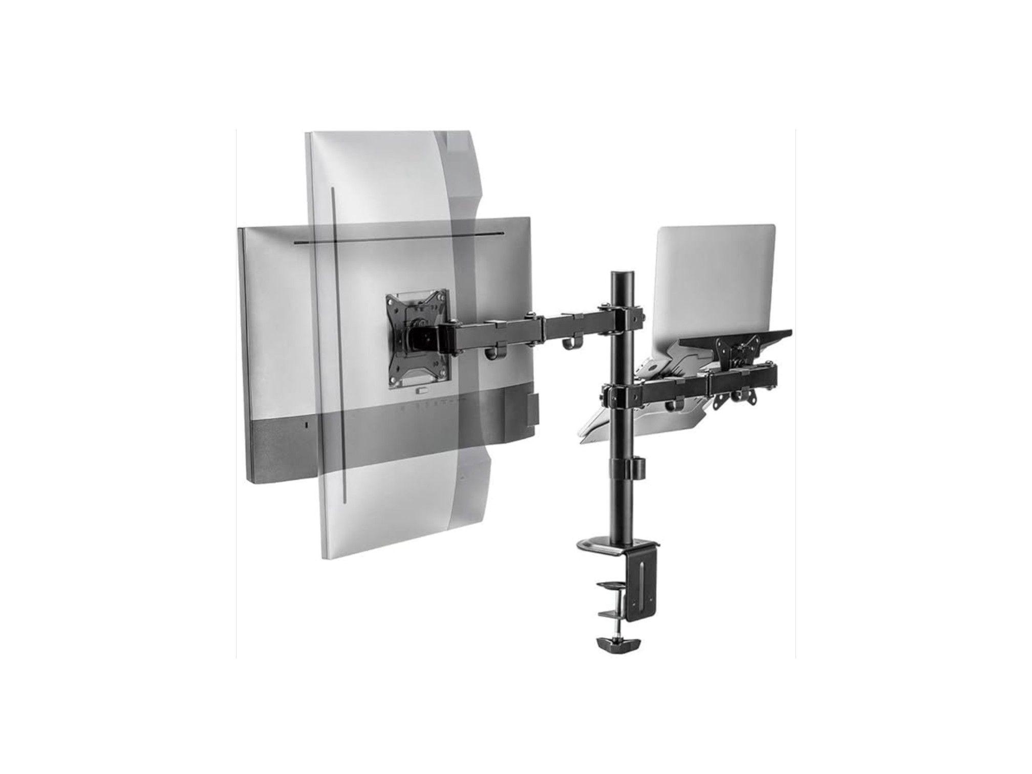 Base Doble Para Lapto y Monitor Brazo con Movimineto Negra-2