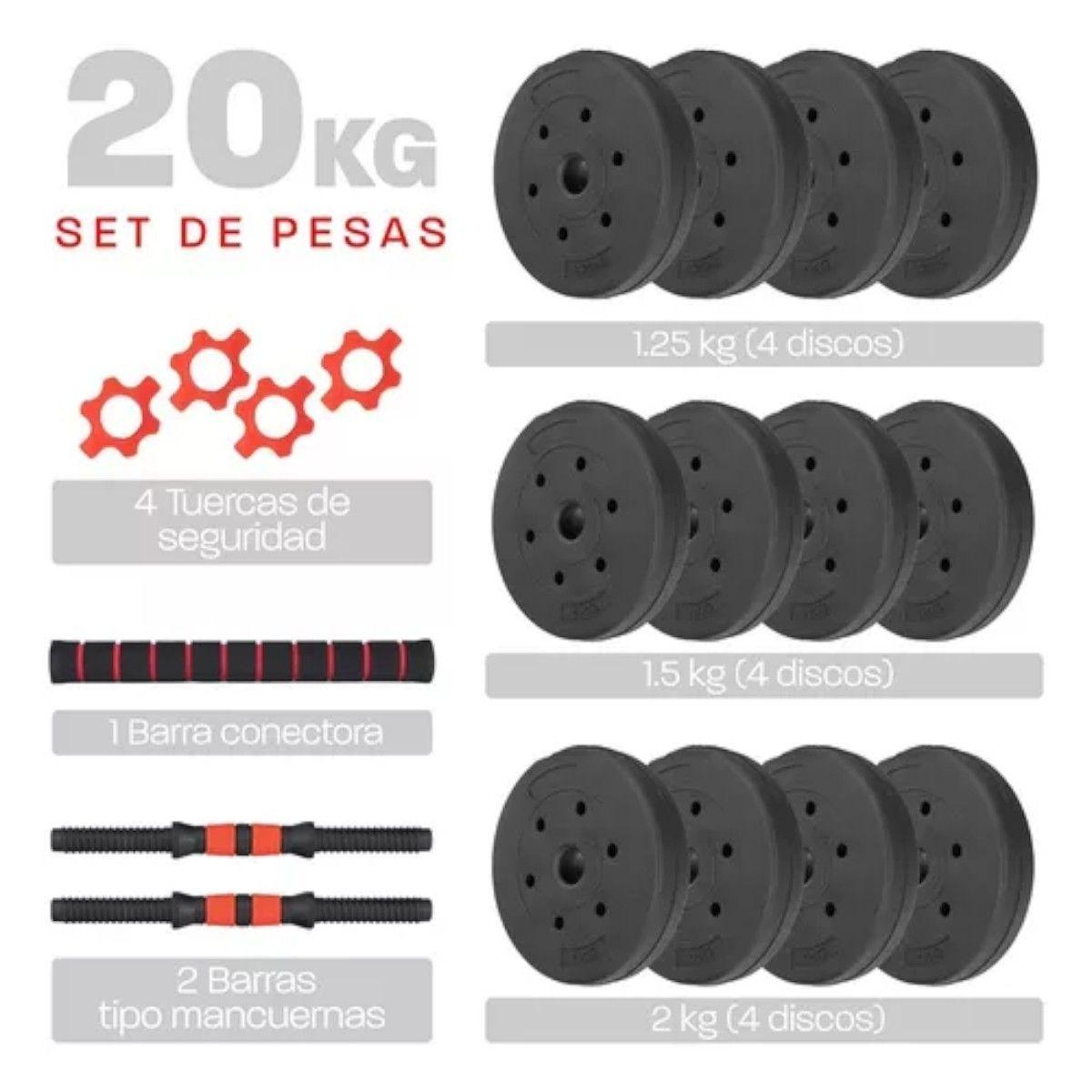 Set Mancuernas Barra Ajustables 20 Kg-2
