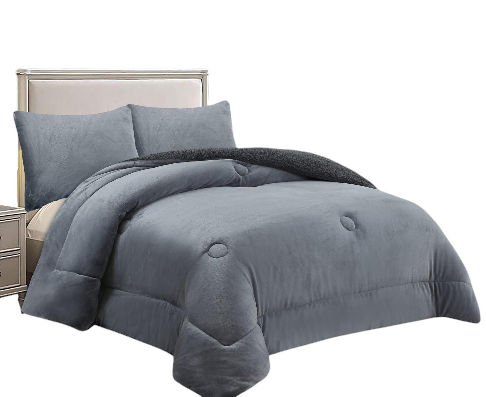 COBERTOR DE INVIERNO PLUSH LISO TAMAÑO KIN G GRIS-0