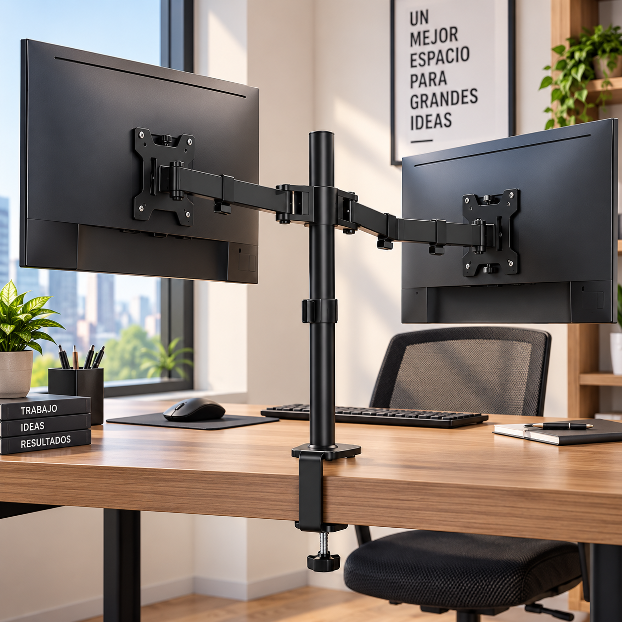 Soporte de Escritorio Doble para 2 Monitores de 15 a 30 con Brazos Articulados VESA-2
