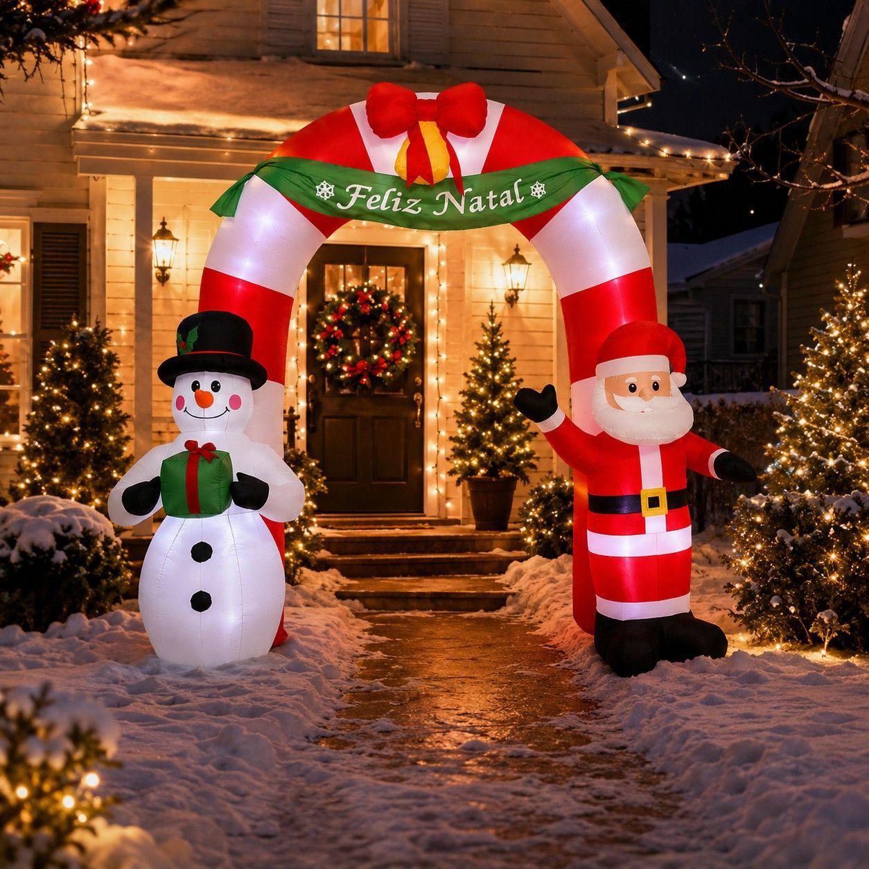 Arco inflable de Papa Noel y Muneco de Nieve 240 cm-1