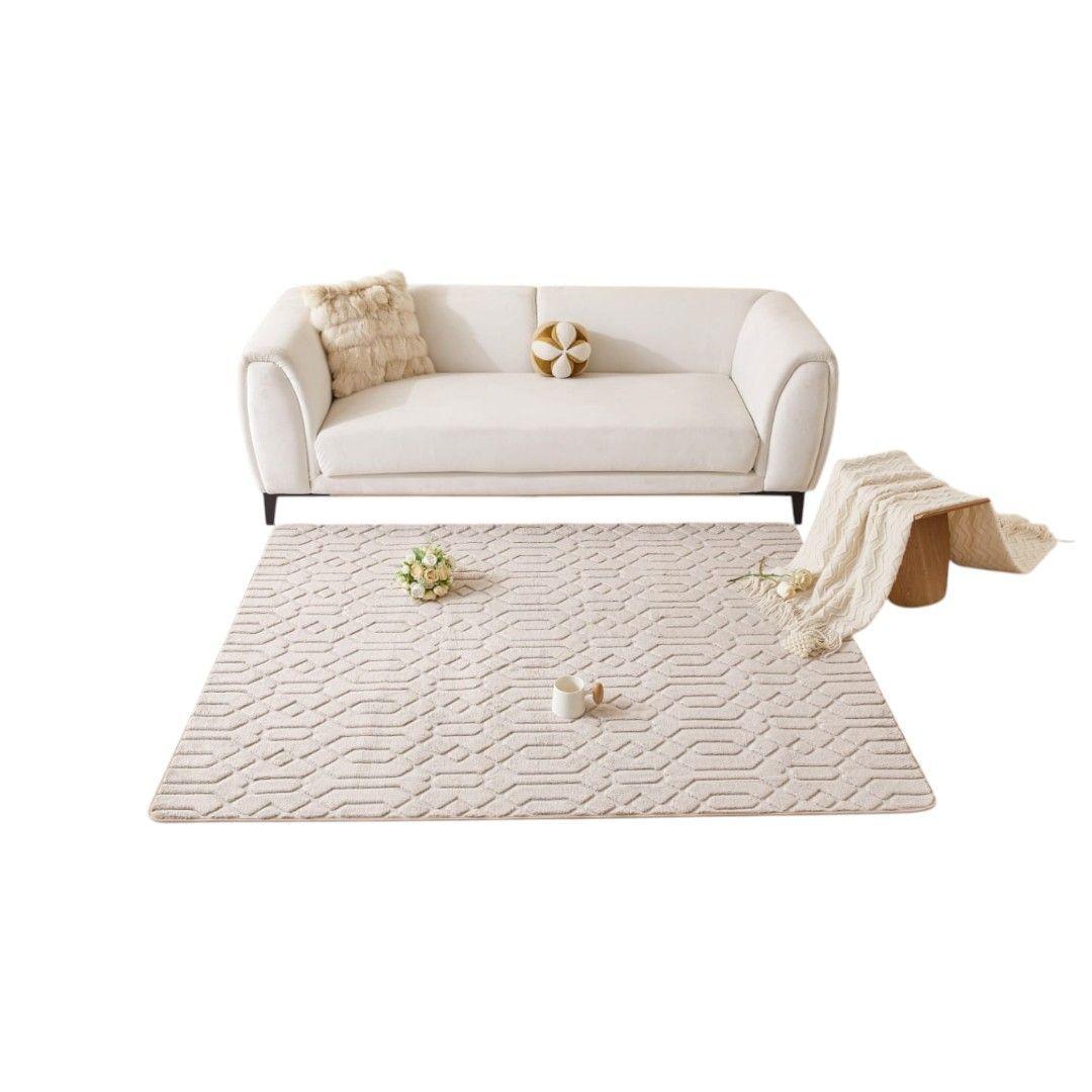ALFOMBRA JACQUARD DE ALGODON 160X200CM BEIGE-0
