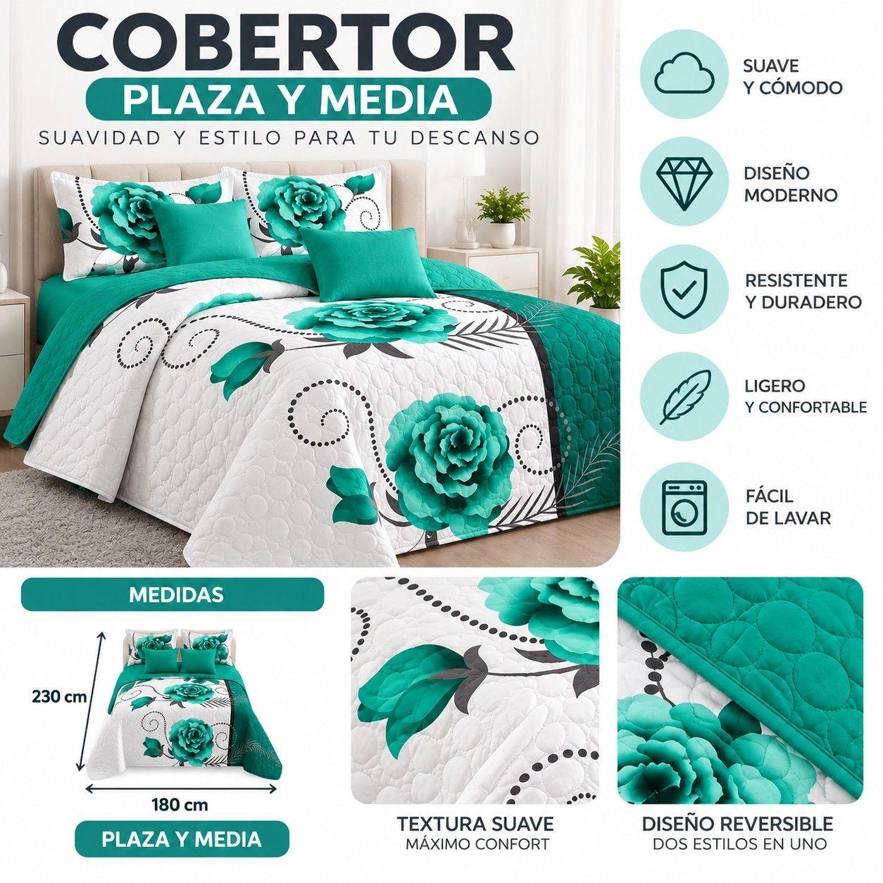 CUBRECAMA QUILT DE VERANO CON DISEÑO TF PLAZA Y MEDIA 05-1
