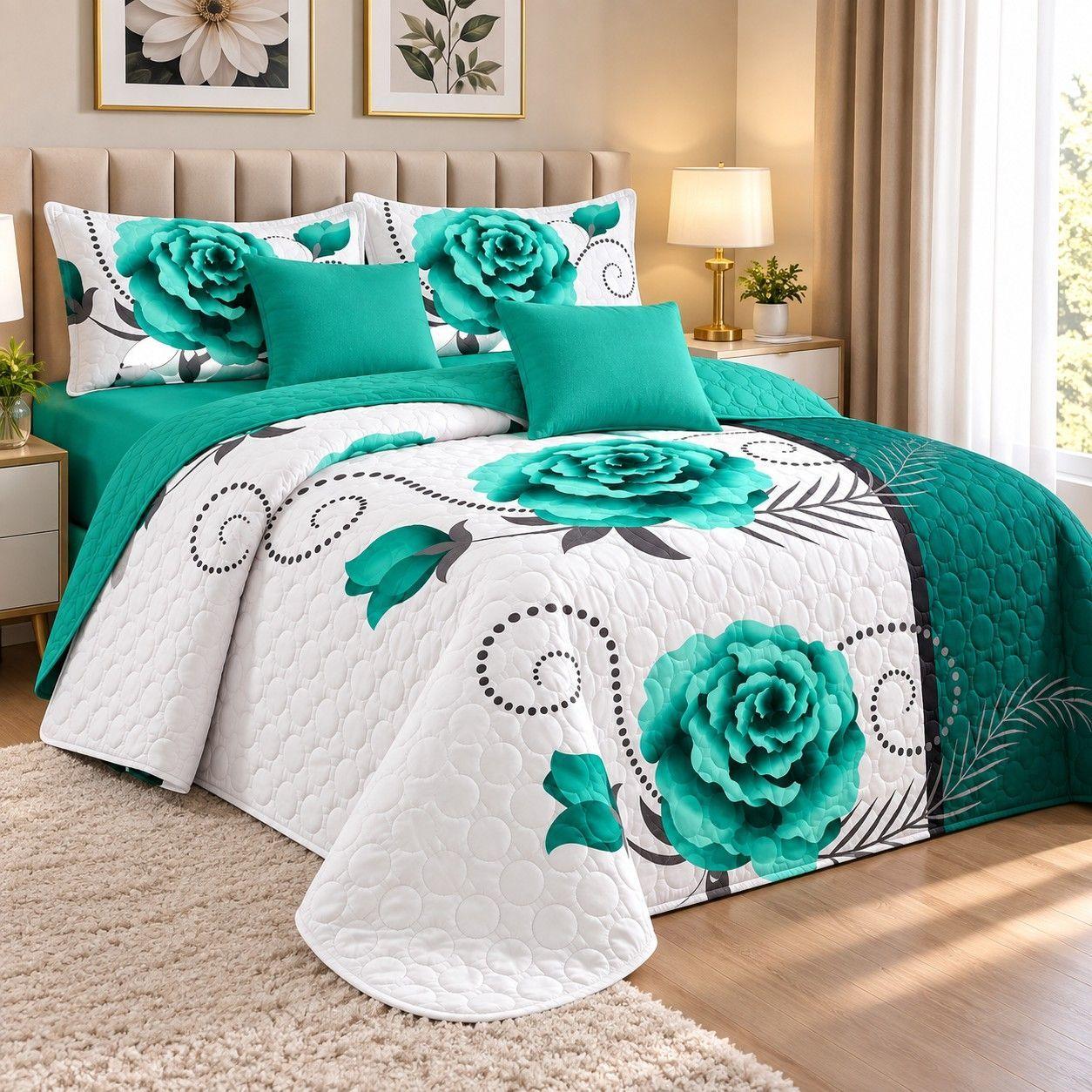 CUBRECAMA QUILT DE VERANO CON DISEÑO TF PLAZA Y MEDIA 05-2