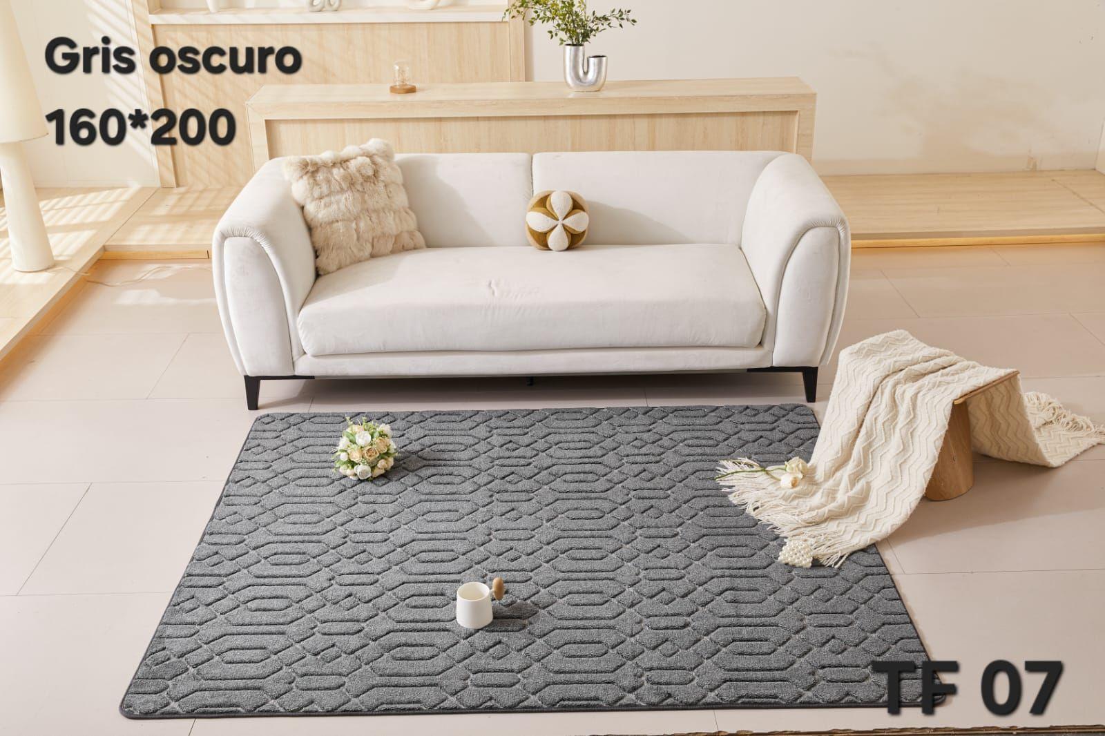 ALFOMBRA JACQUARD DE ALGODON 160X200CM GRIS OSCURO TF07-1