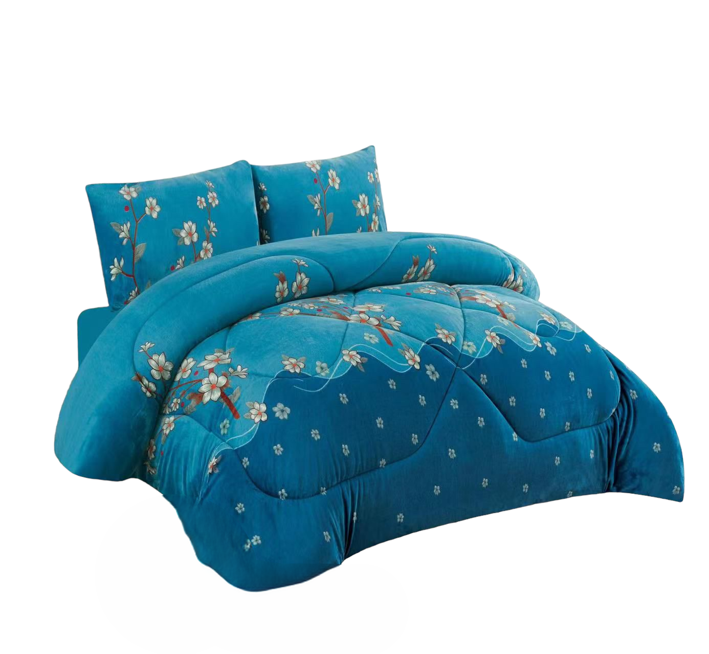 COBERTOR PLUSH CON CHIPORROCALIP FLOR BLANC 2P-0