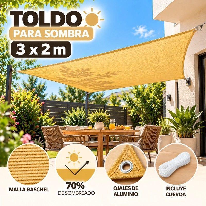 TOLDO CUADRADO 3X2M PARA SOMBRA CUBIERTA TERRAZA JARDIN-1