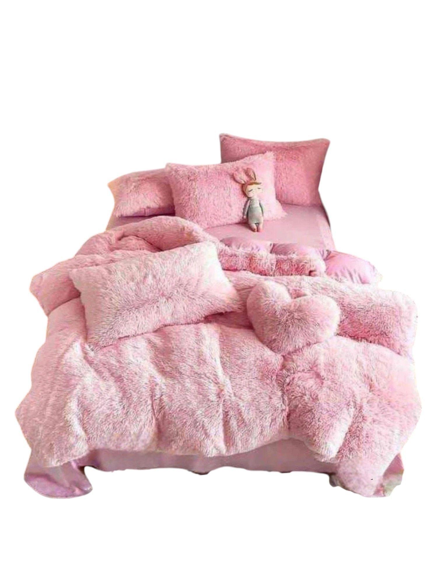 Cobertor de Invierno Peludo Con Chiporro Plaza y Media Color Rosa-0