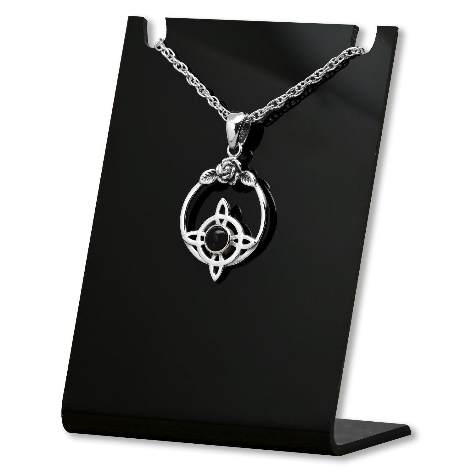 Colgante nudo de bruja con onix pequeño en plata fina -0