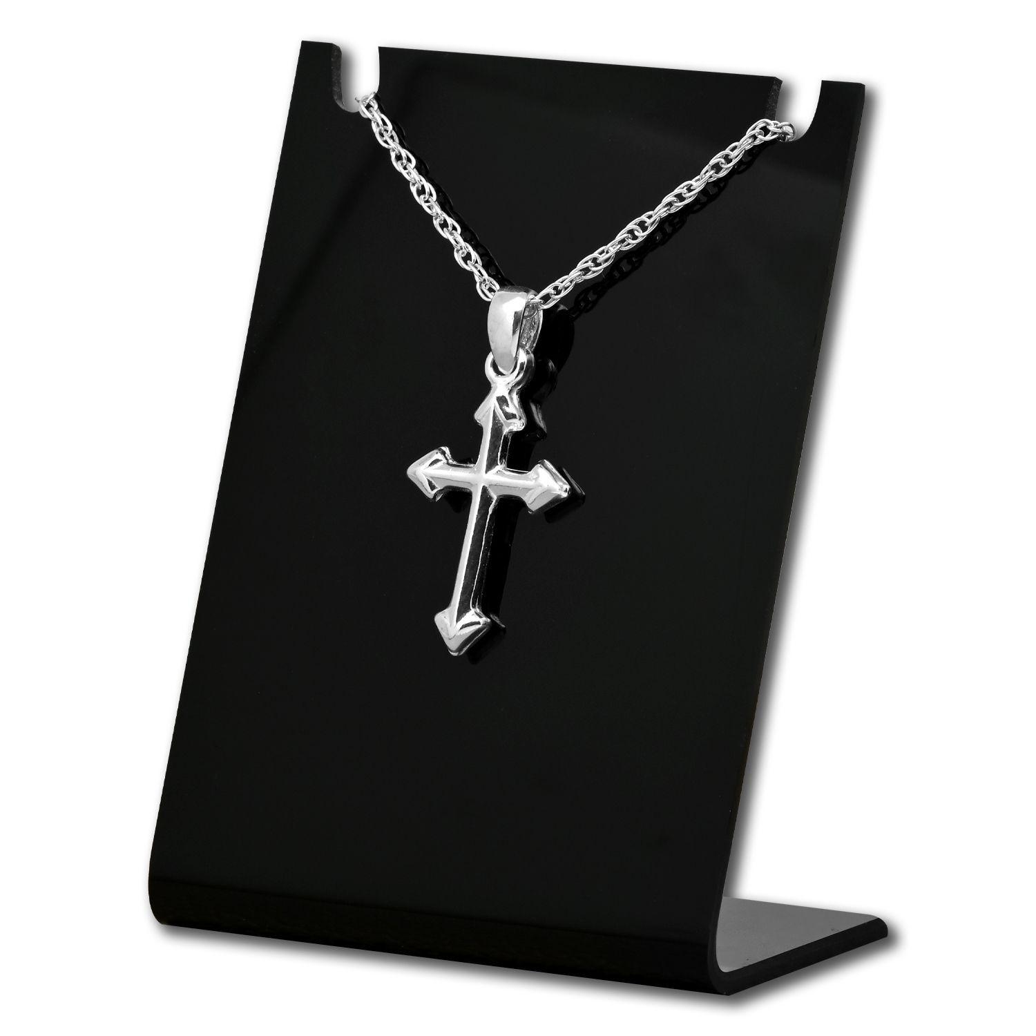 Colgante Cruz de Puntas en Plata Fina, Símbolo de Fe y Protección, Con cadena-0