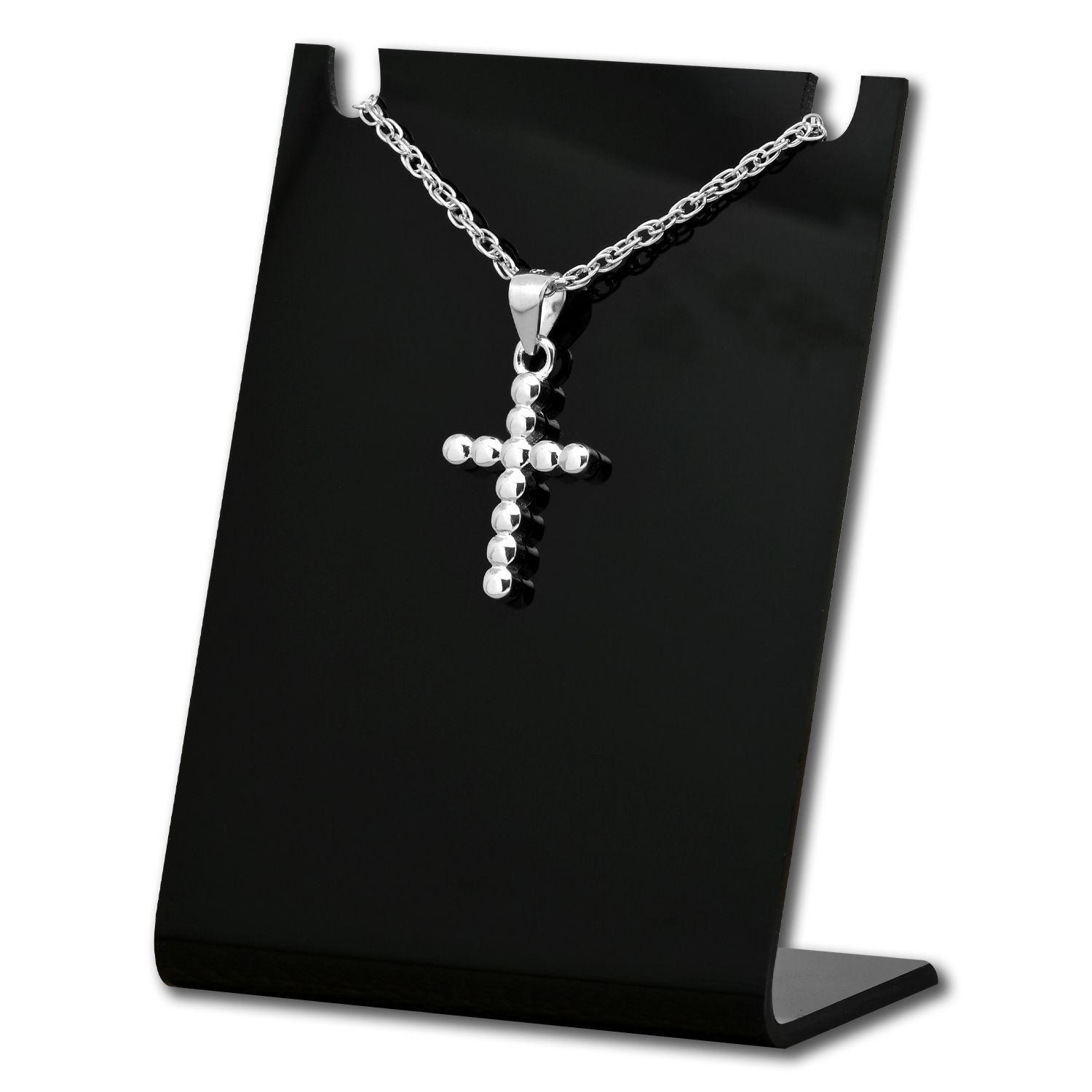 Colgante Cruz de Puntos en Plata Fina, incluye cadena-0