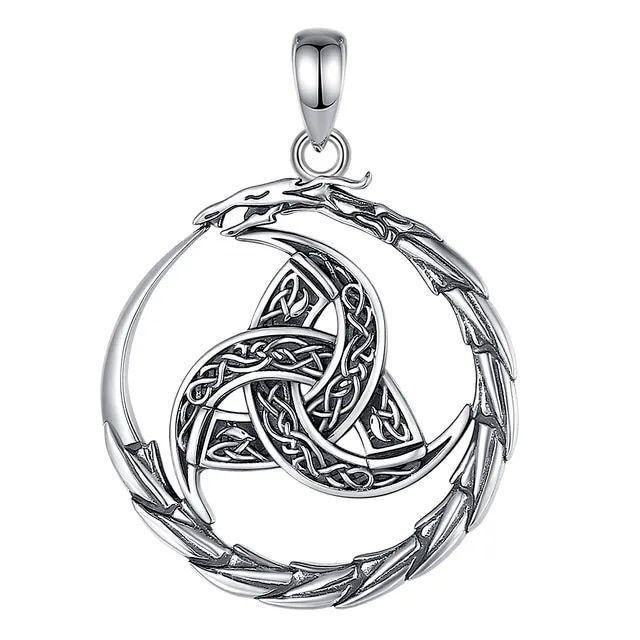 Colgante triqueta con serpiente en plata fina 950-0