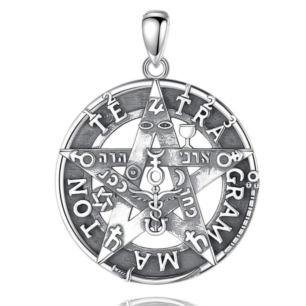 Colgante tetragrammaton original full definición en plata fina 950-0