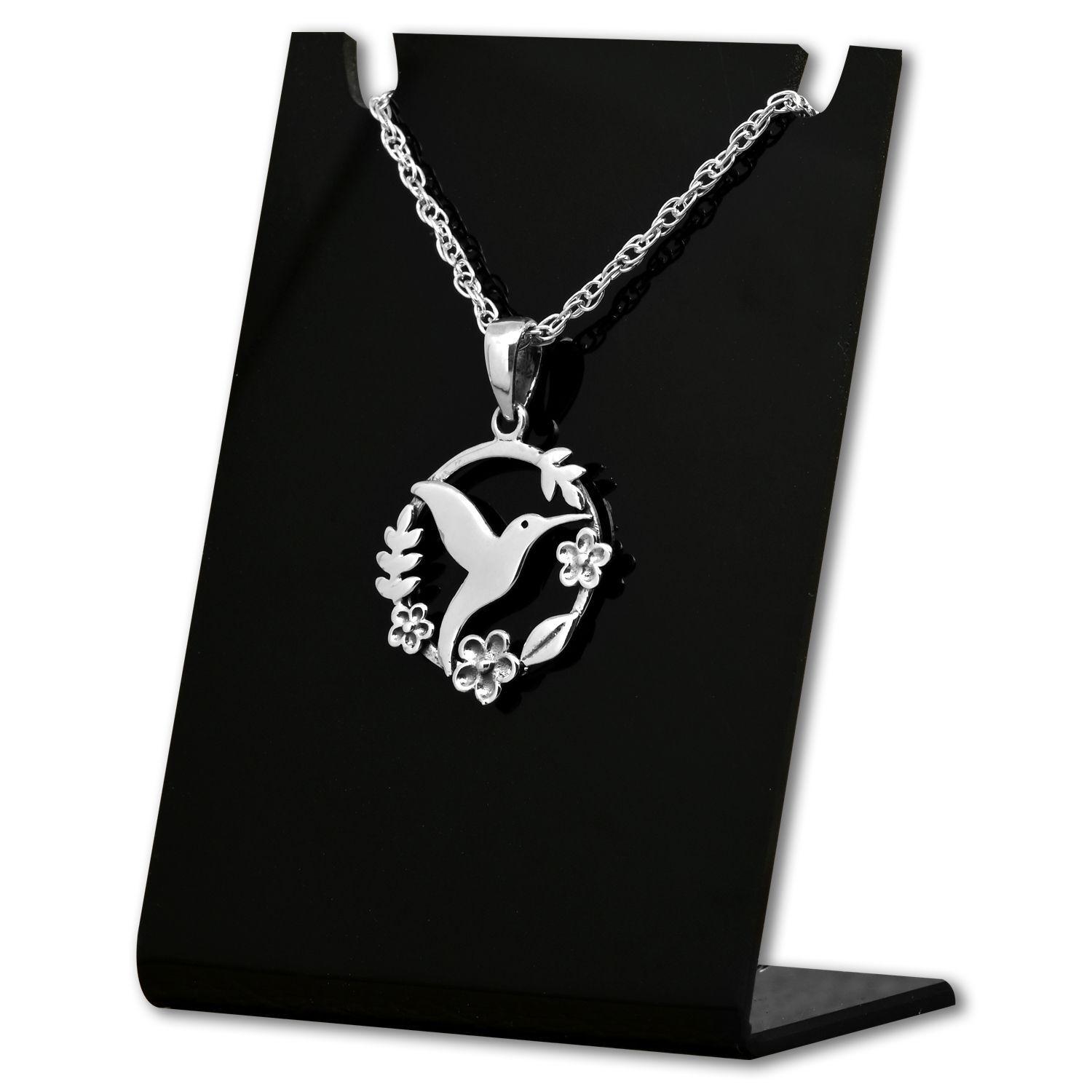 Colgante de colibri en plata fina, con cadena-0