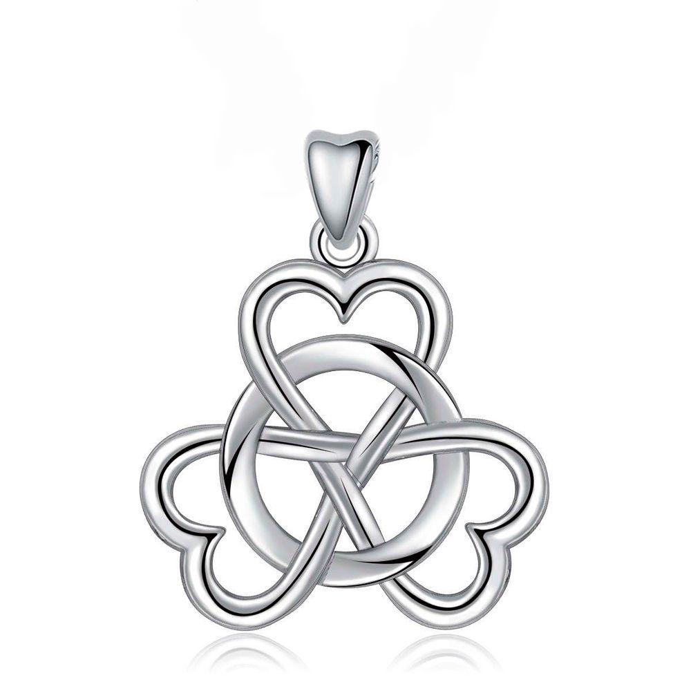 Colgante trébol de tres hojas en plata fina 950, con cadena-0