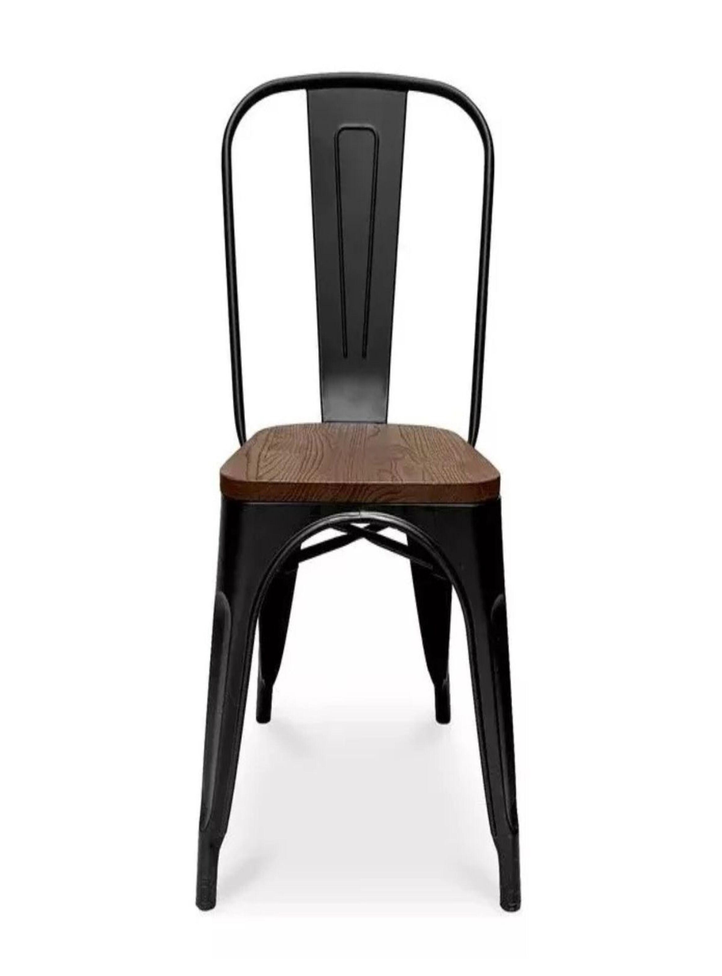 Pack 4 Sillas/ Tolix Base De Madera/ Negras/ Comedor/-2
