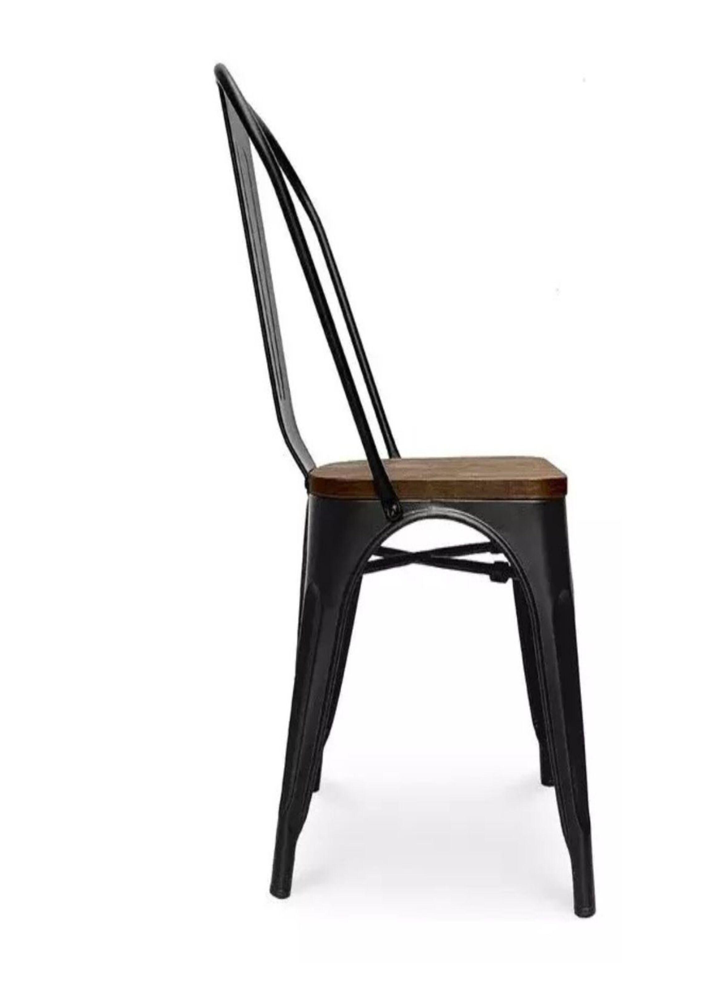 Pack 4 Sillas/ Tolix Base De Madera/ Negras/ Comedor/-3