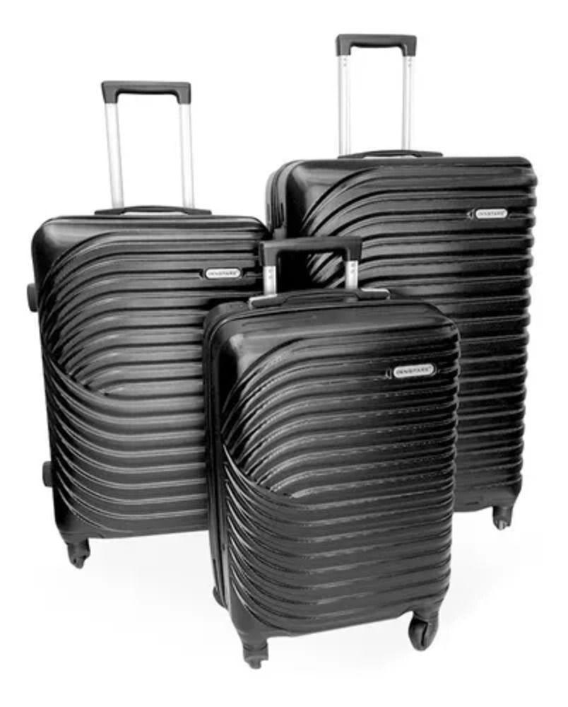 Set 3 Maletas Abs Ruedas 360° Medidas Estándar Premium- NEGRA-0