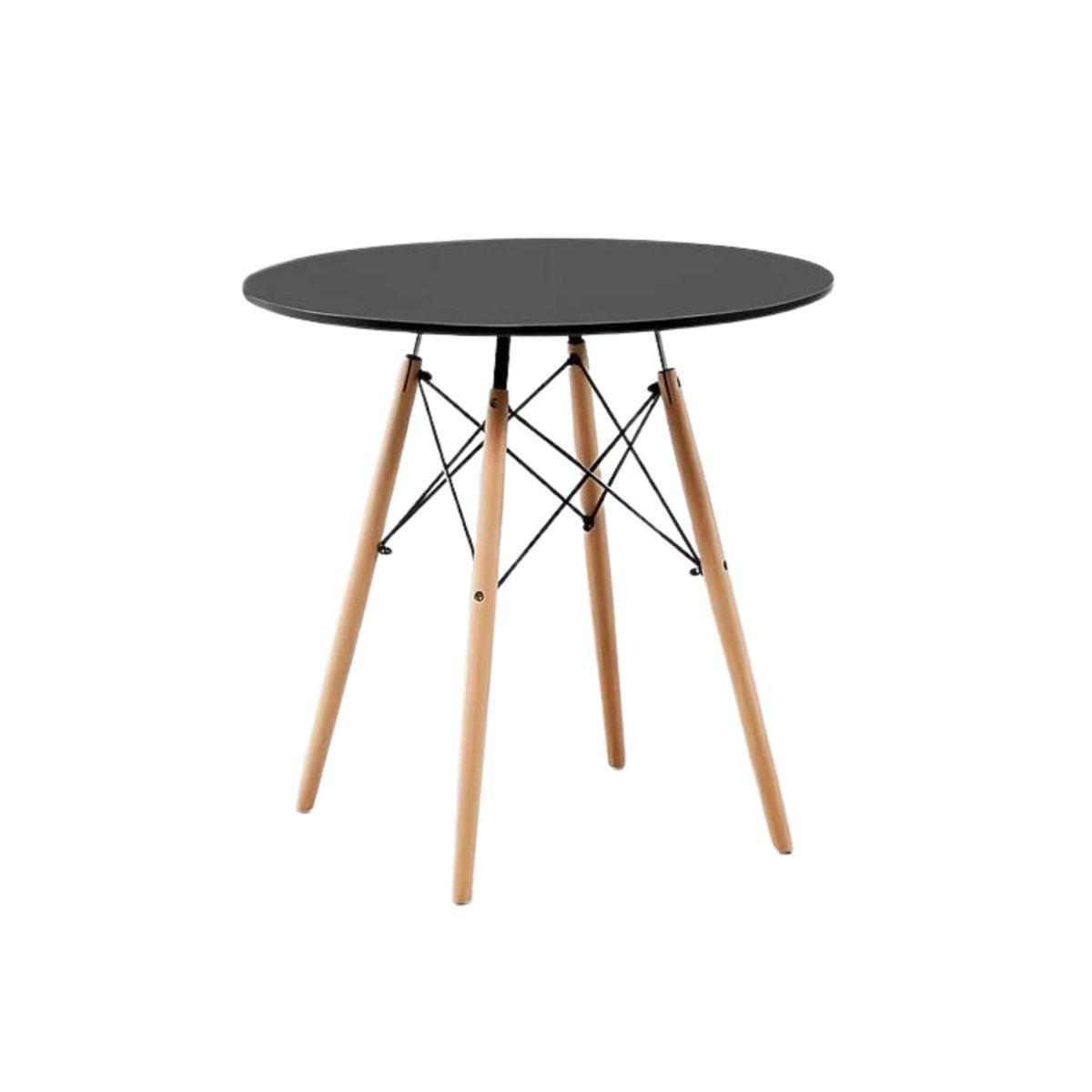 Juego De Comedor 4 Sillas Eames + Mesa Redonda Eames De 80cm Negra-1