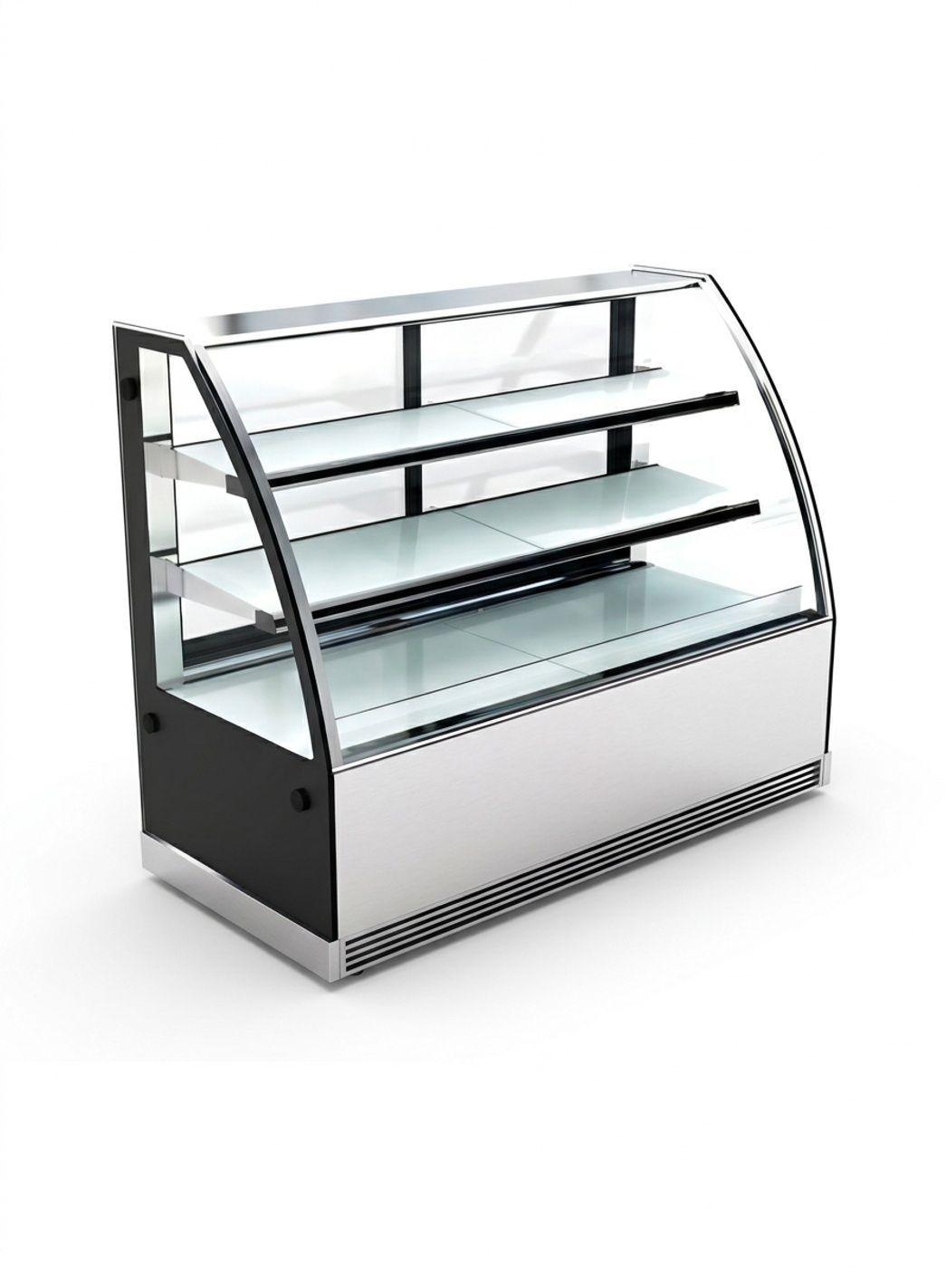 Vitrina Refrigerada Vidrio Curvo Hk Acero - 1.5 Mts BOZZO-0