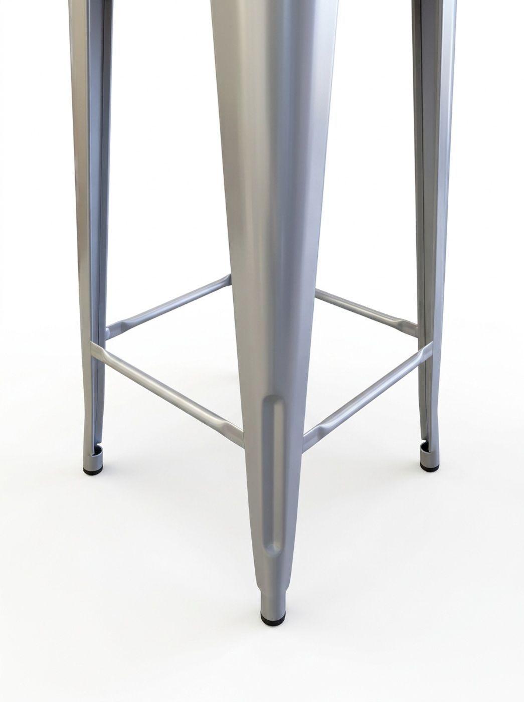 Pack 4 Pisos Taburetes Tolix 66 Cm Base Madera Oscura- Plata-4