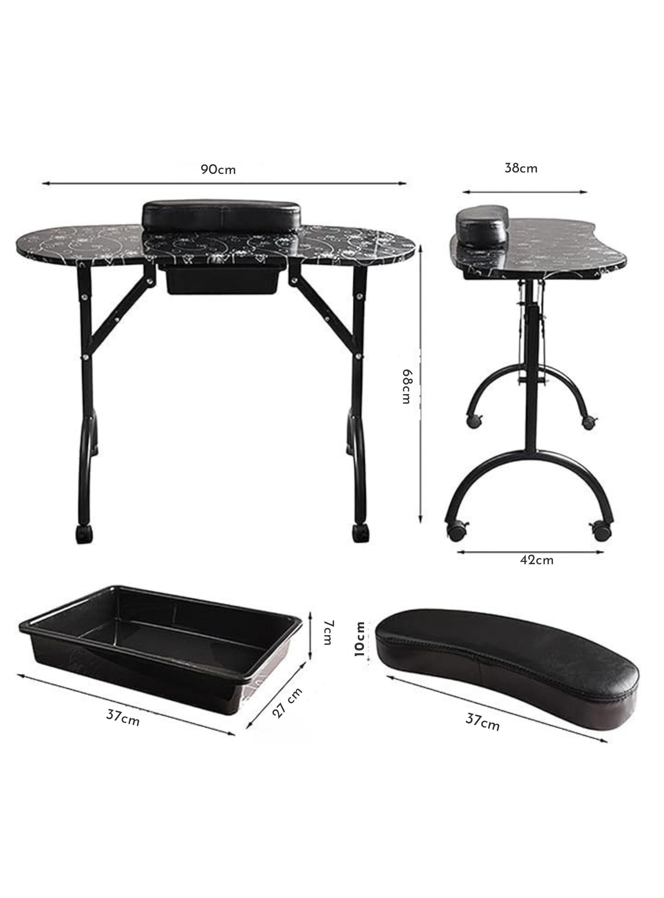 Mesa Para Manicure Portatil Negra + Bolso-3