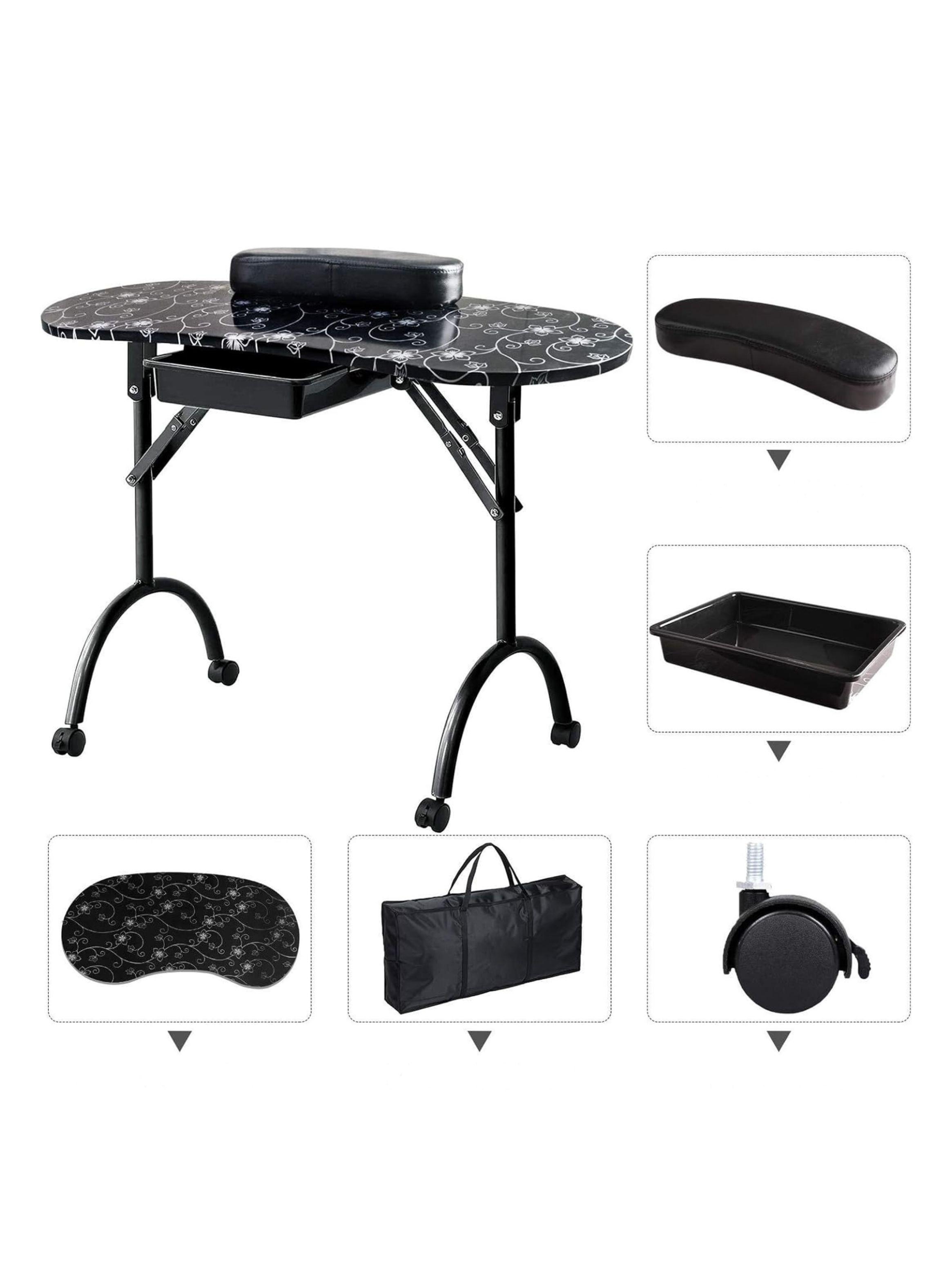 Mesa Para Manicure Portatil Negra + Bolso-4