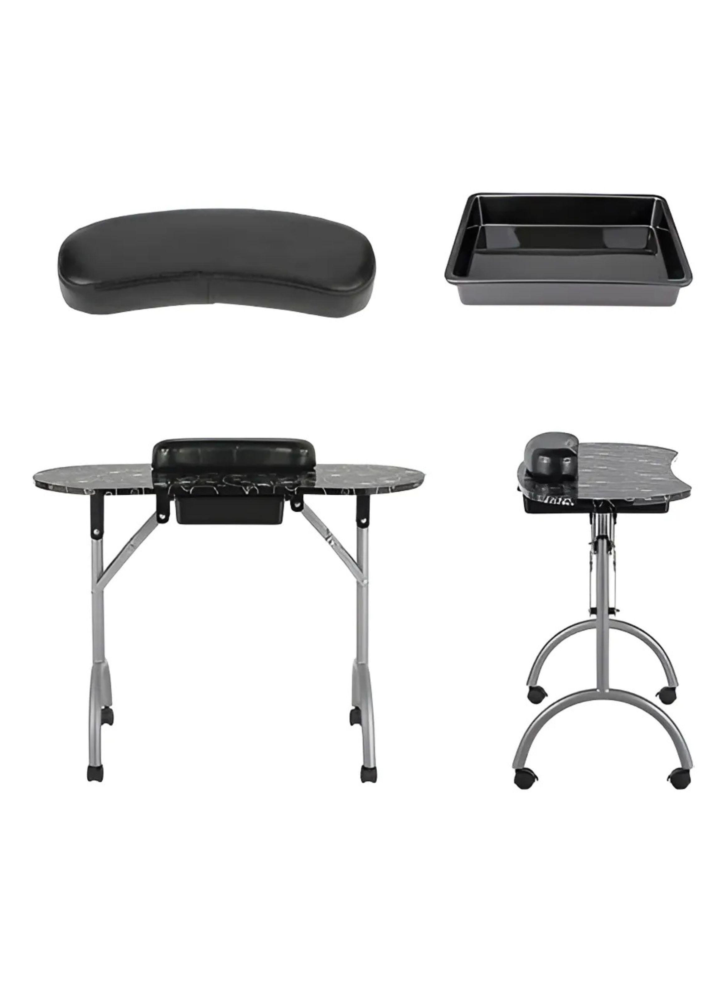 Mesa Para Manicure Portatil Negra + Bolso-6