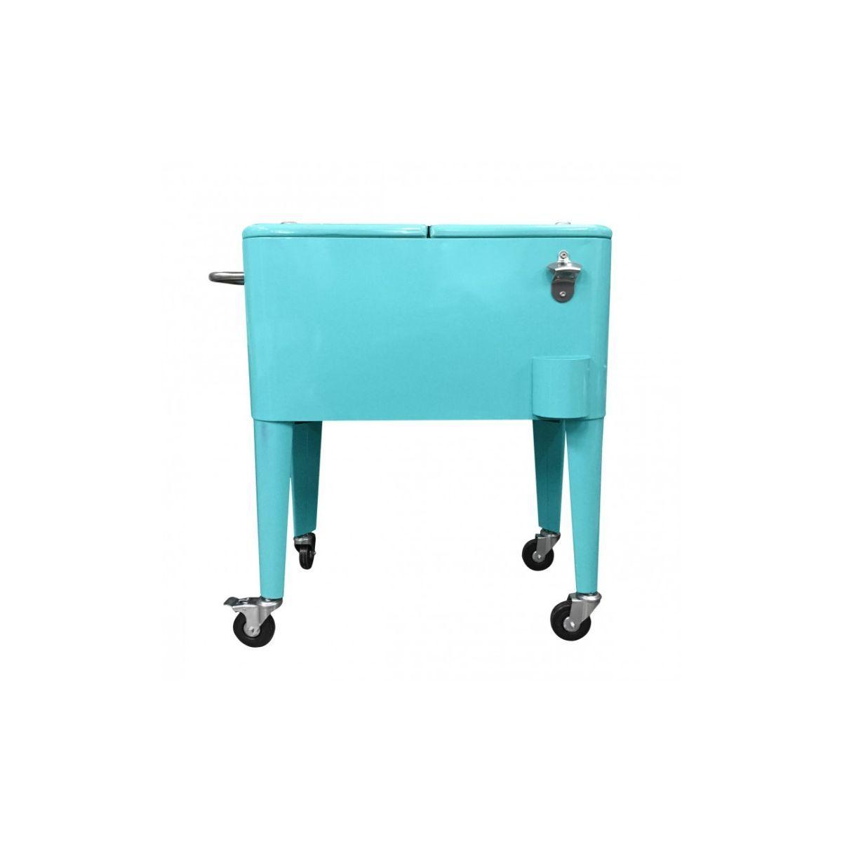 Cooler Retro Metalico Con Ruedas 60 Lts- TURQUESA-1