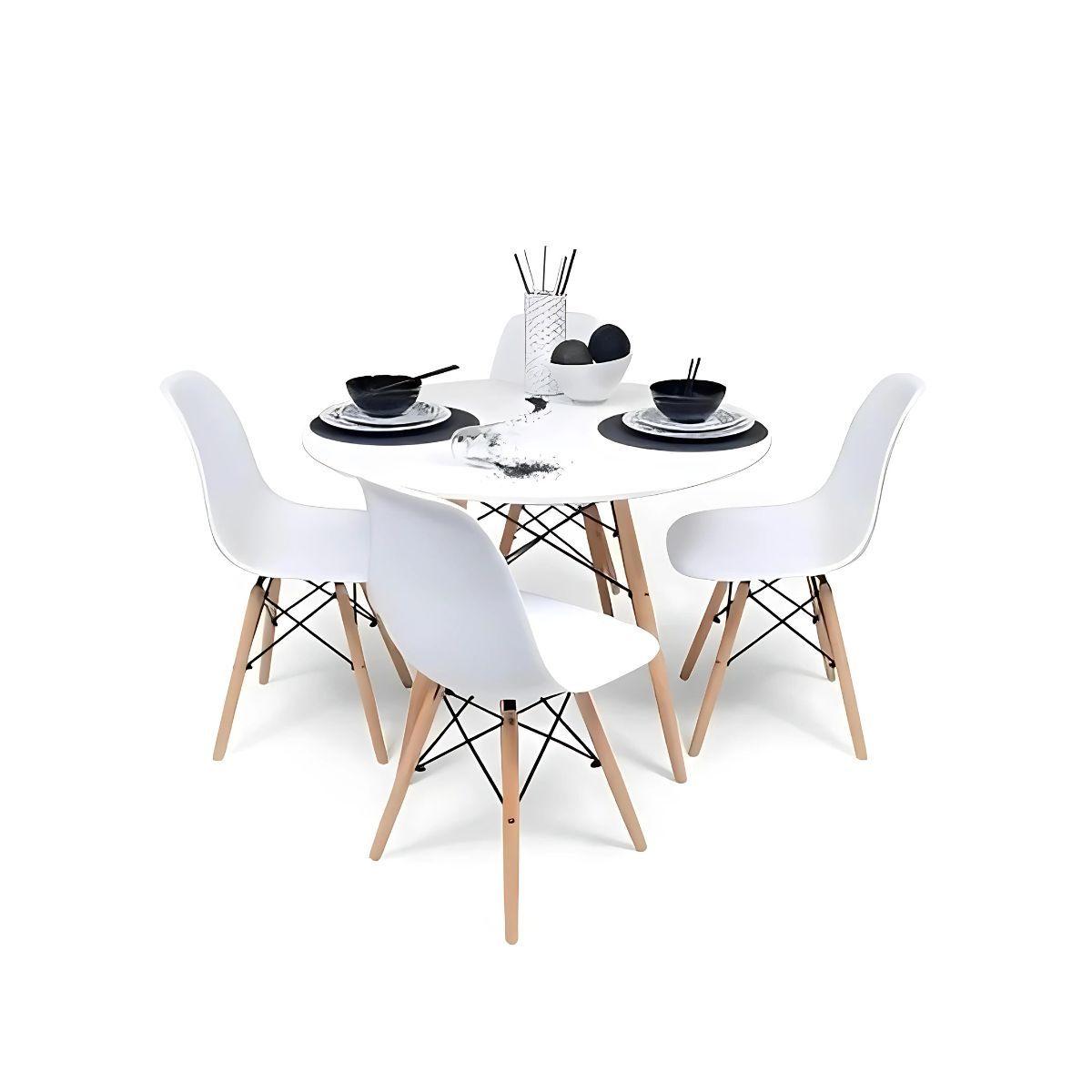 Juego De Comedor 4 Sillas Eames + Mesa Redonda Eames De 80cm-0