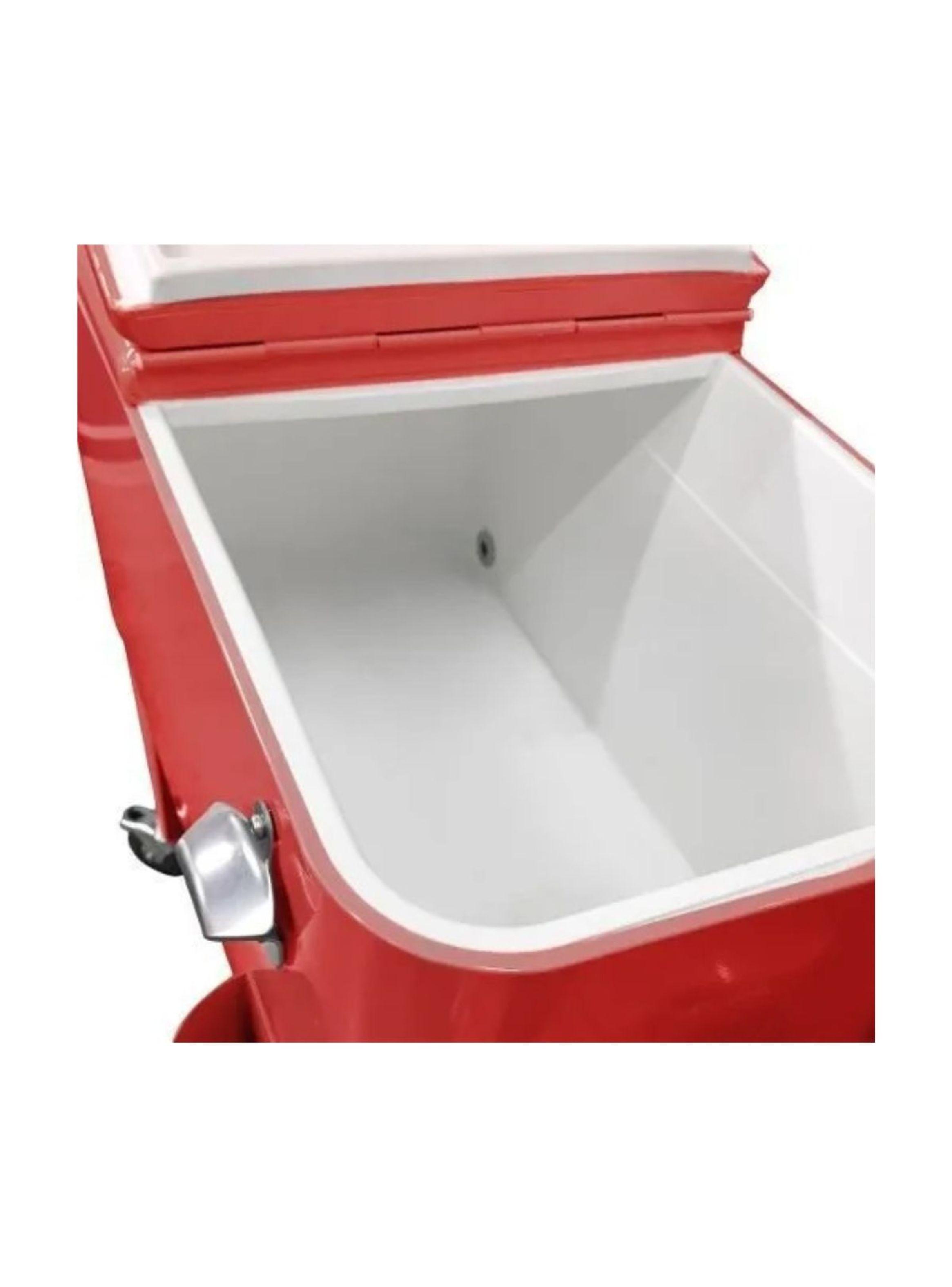 Cooler Retro Metalico Con Ruedas 60 Lts- ROJO-2