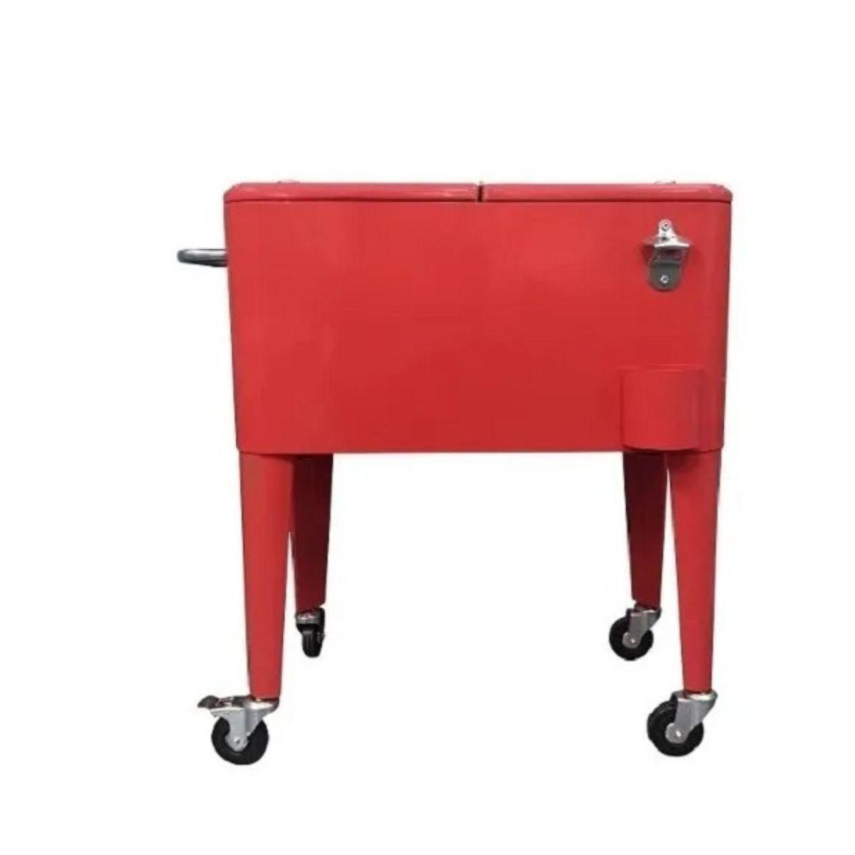 Cooler Retro Rojo Con Ruedas-1
