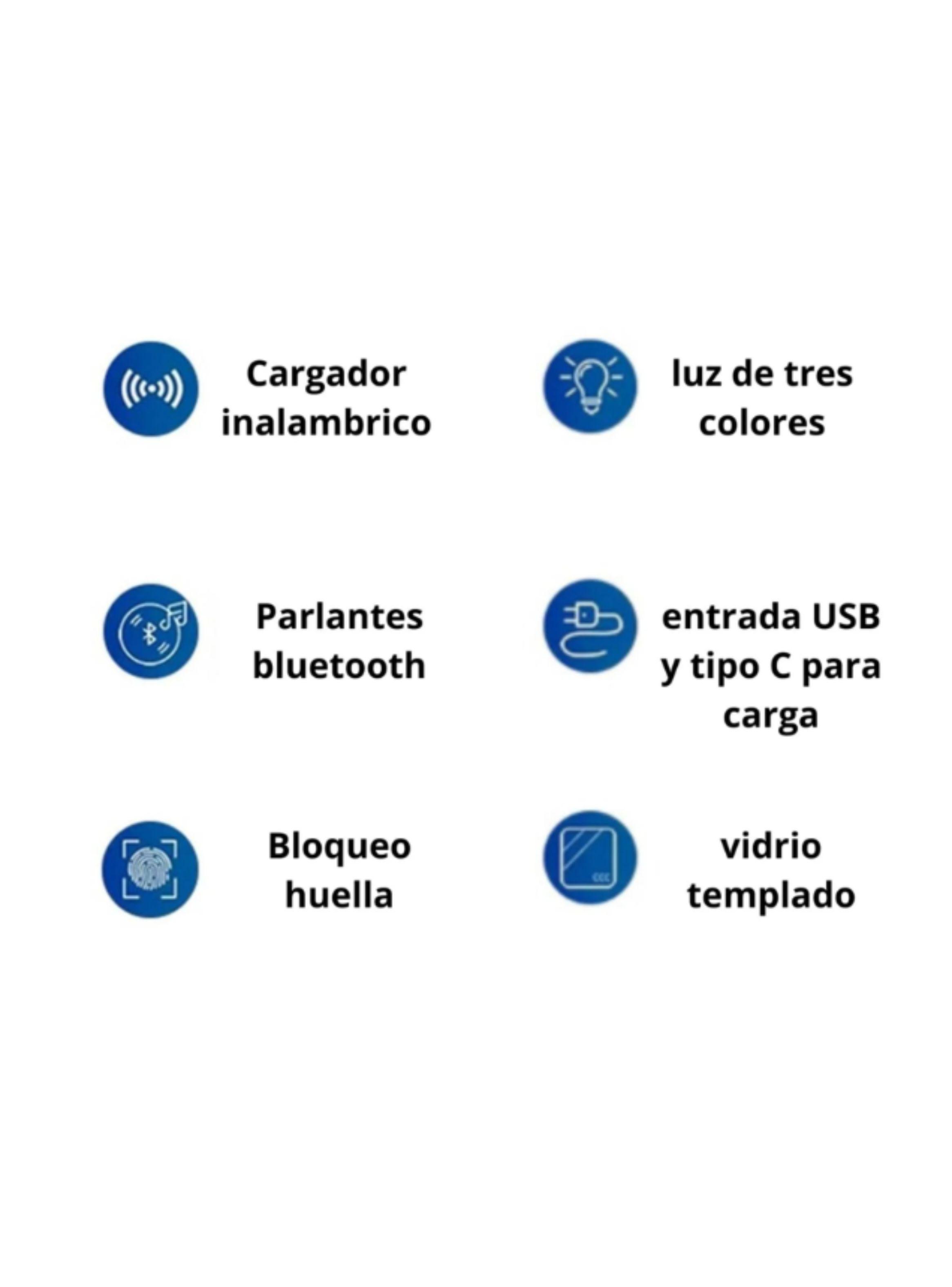 Velador Inteligente Carga Inalámbrica Bluetooth Luz- Negro-4