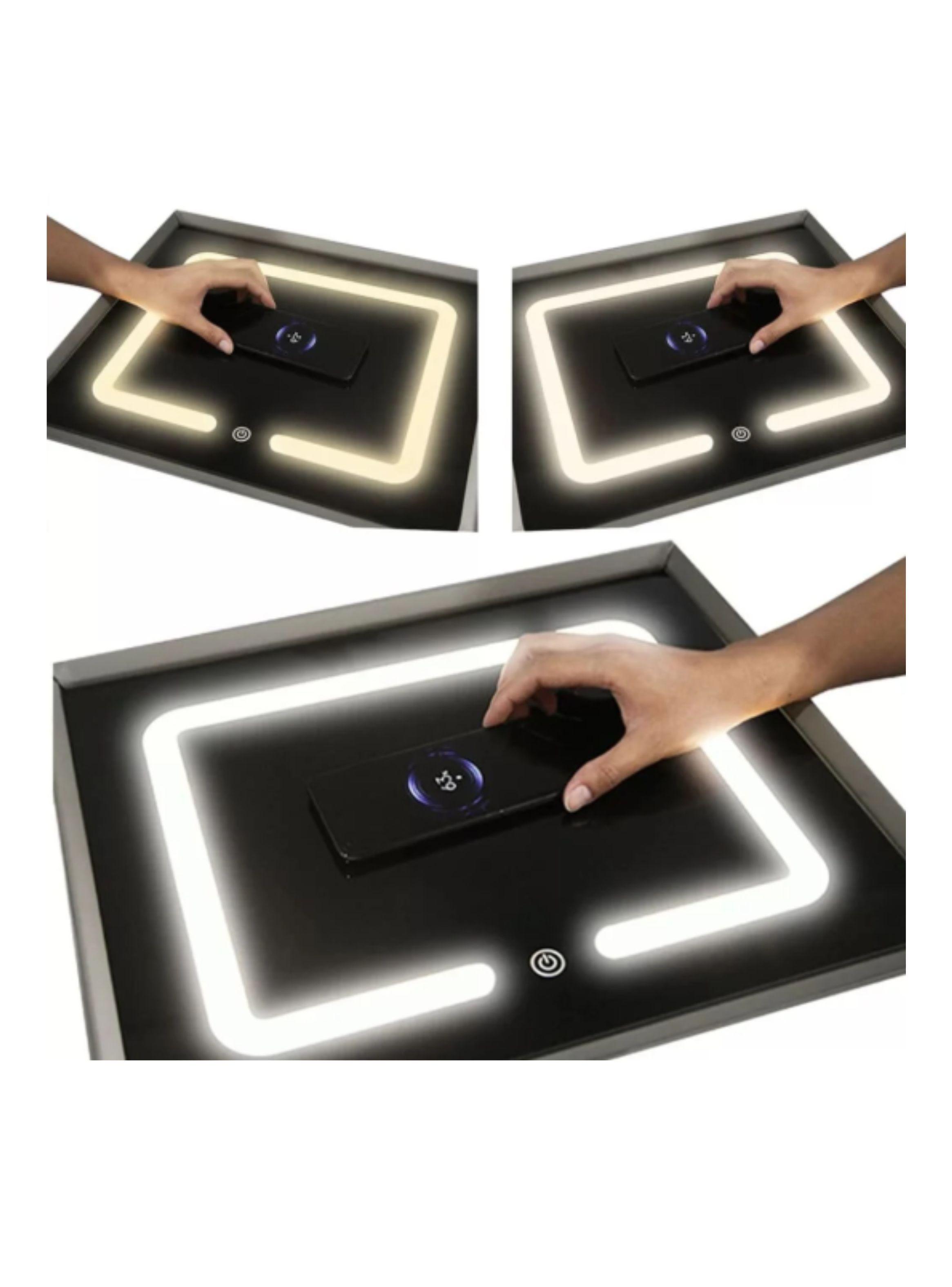 Velador Inteligente Carga Inalámbrica Bluetooth Luz- Negro SIN HUELLA-3