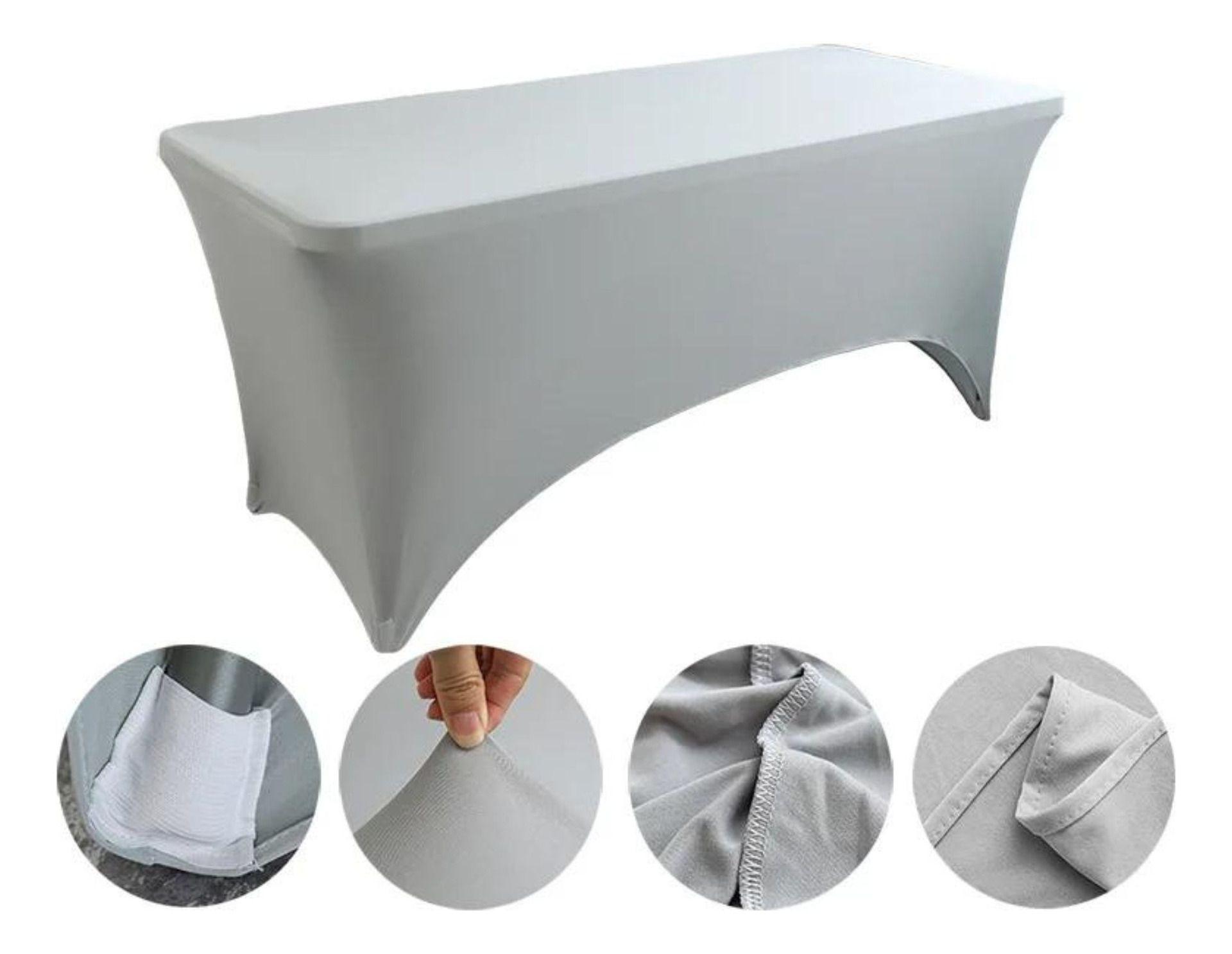 Mantel Forro Spandex Para Mesa Plegable 1.80 Mts, Gris-2