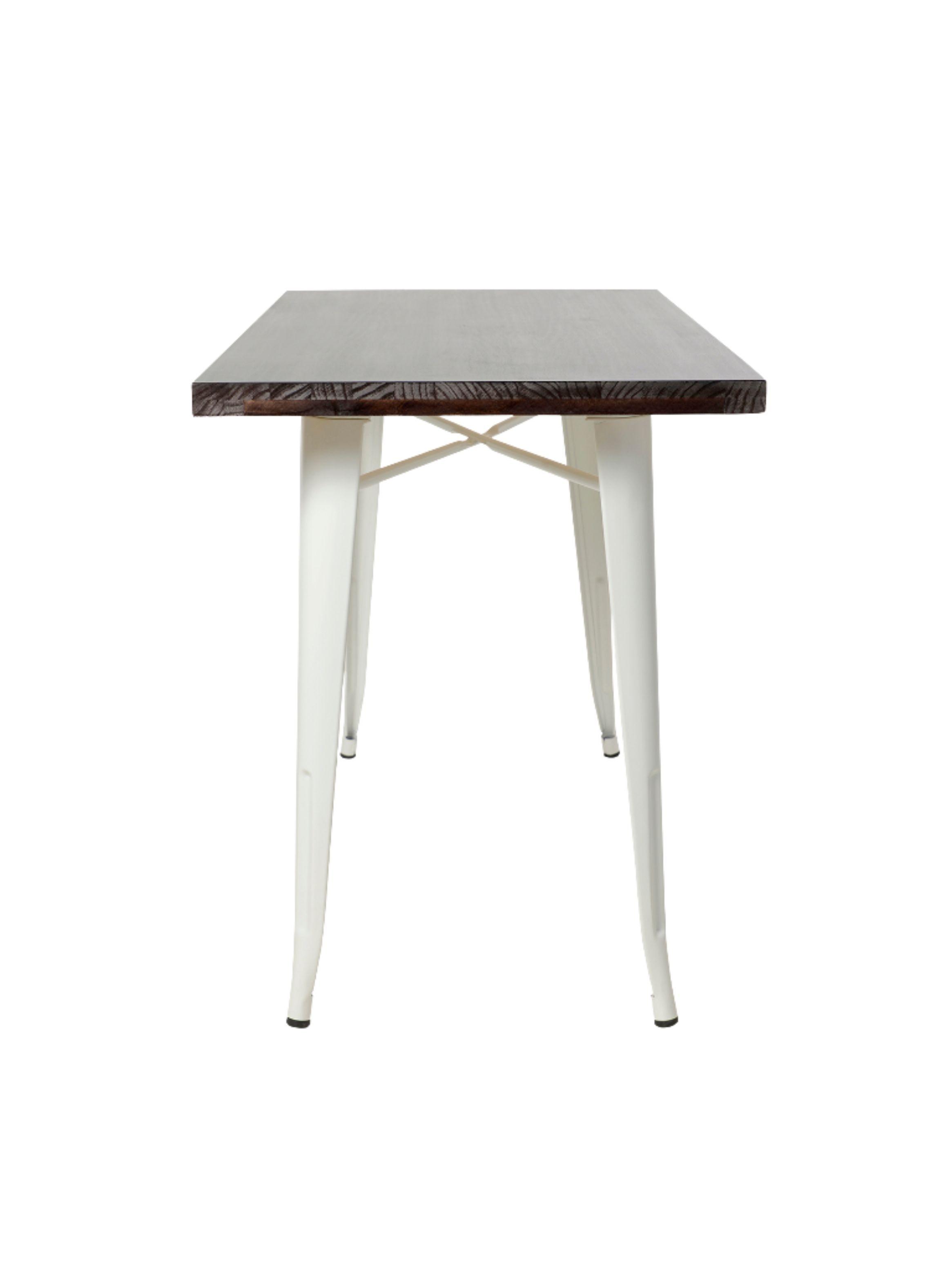 Mesa Rectangular Tolix 120x60x75 cm Base Madera Oscura- Blanca-2