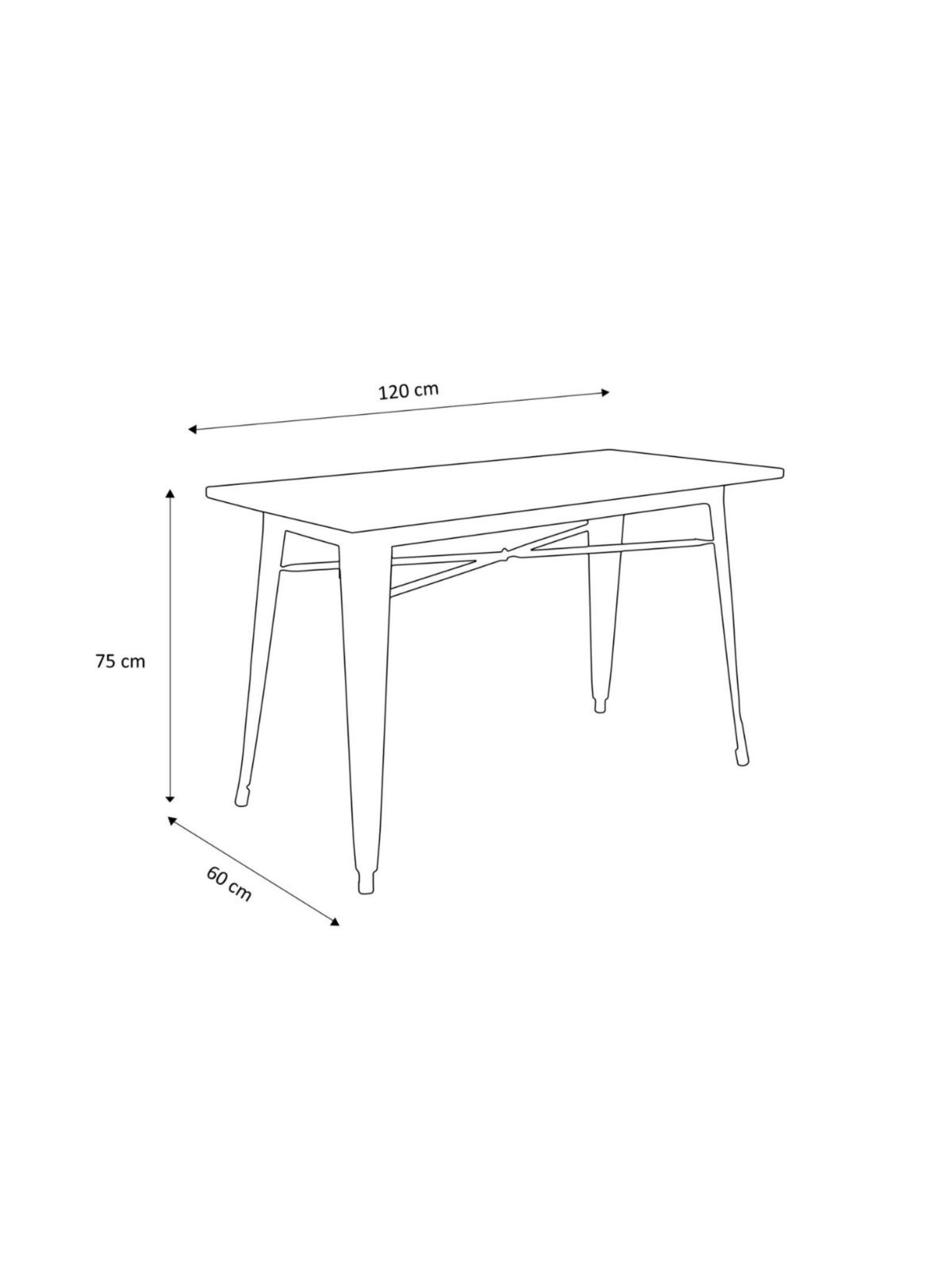 Mesa Rectangular Tolix 120x60x75 cm Base Madera Oscura- Blanca-3