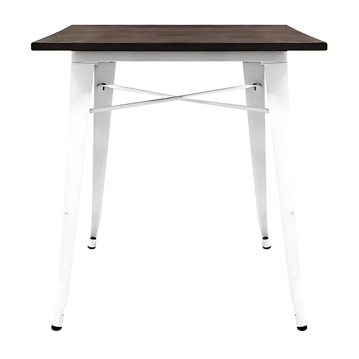 Mesa Tolix 60x60x75 cm Base Madera Oscura- Blanca-1